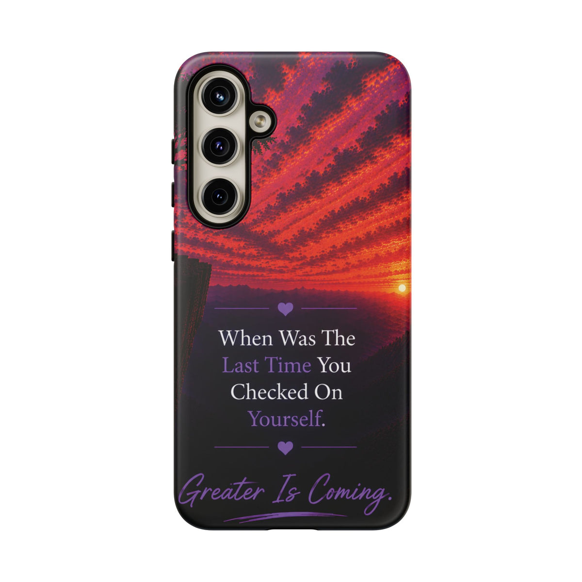 Inspirational Phone Case - "When Was The Last Time You Checked On Yourself?" Sunset Self-Care Quote
