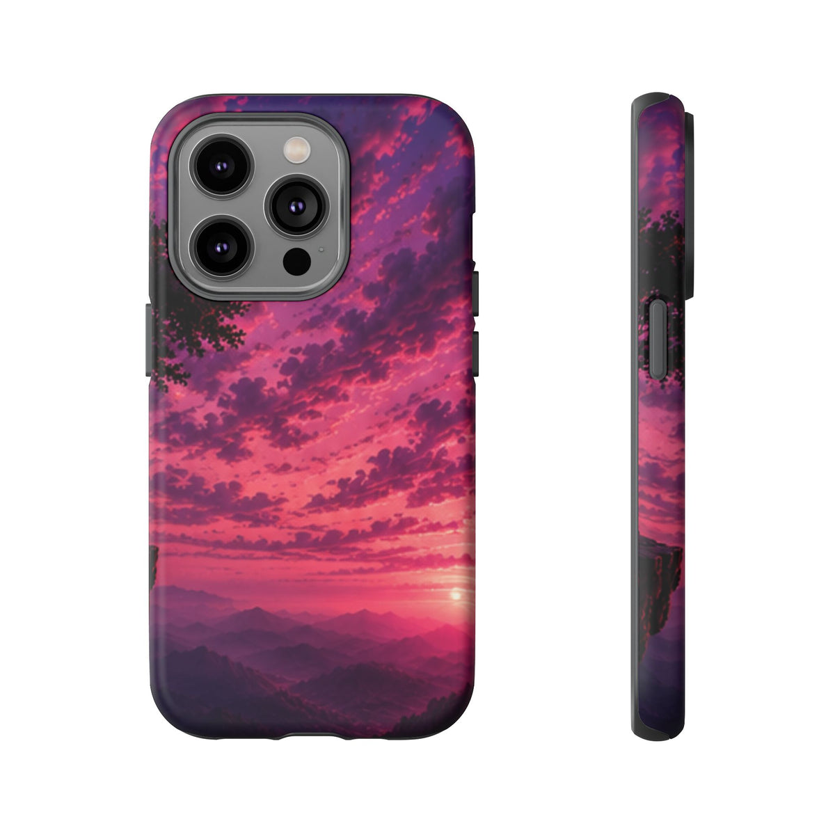 Sunset Mountain Phone Case — Purple Pink Scenic Tough Case