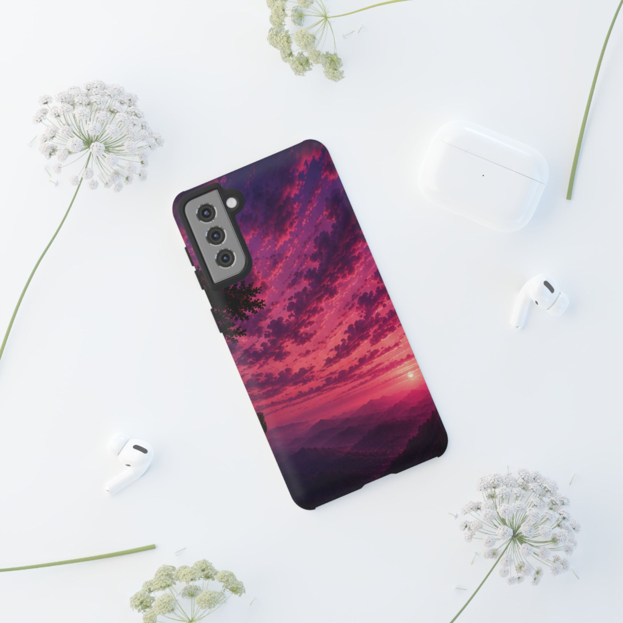 Sunset Mountain Phone Case — Purple Pink Scenic Tough Case