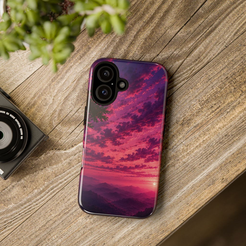 Sunset Mountain Phone Case — Purple Pink Scenic Tough Case