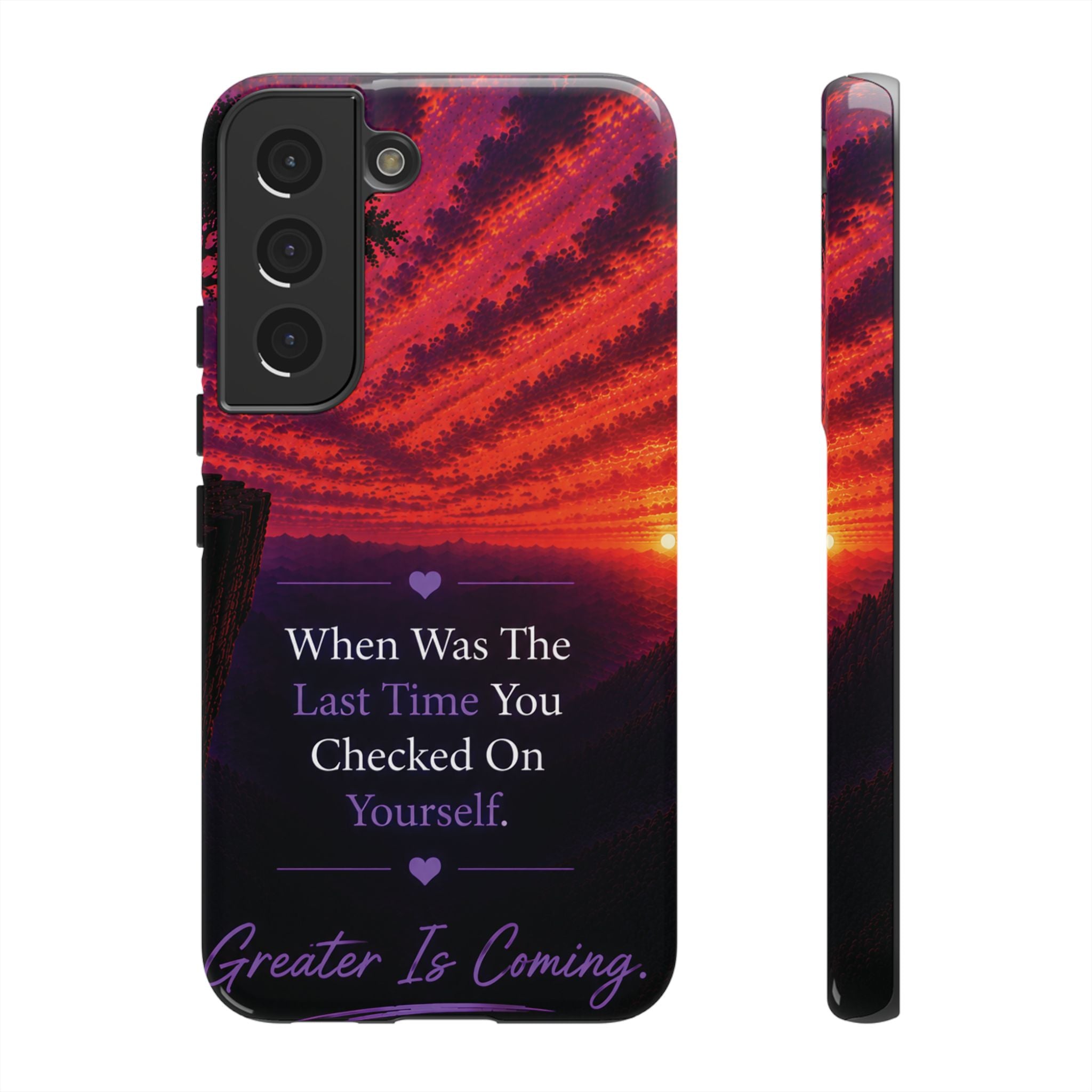 Inspirational Phone Case - "When Was The Last Time You Checked On Yourself?" Sunset Self-Care Quote