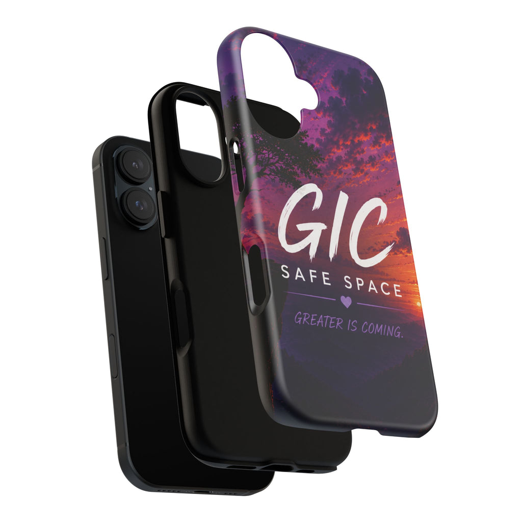 GIC Safe Space Tough Phone Case — "Greater Is Coming" Sunset Design