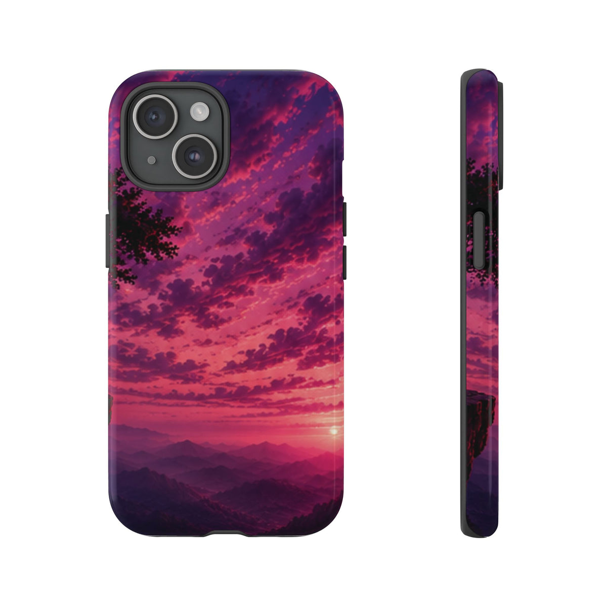 Sunset Mountain Phone Case — Purple Pink Scenic Tough Case