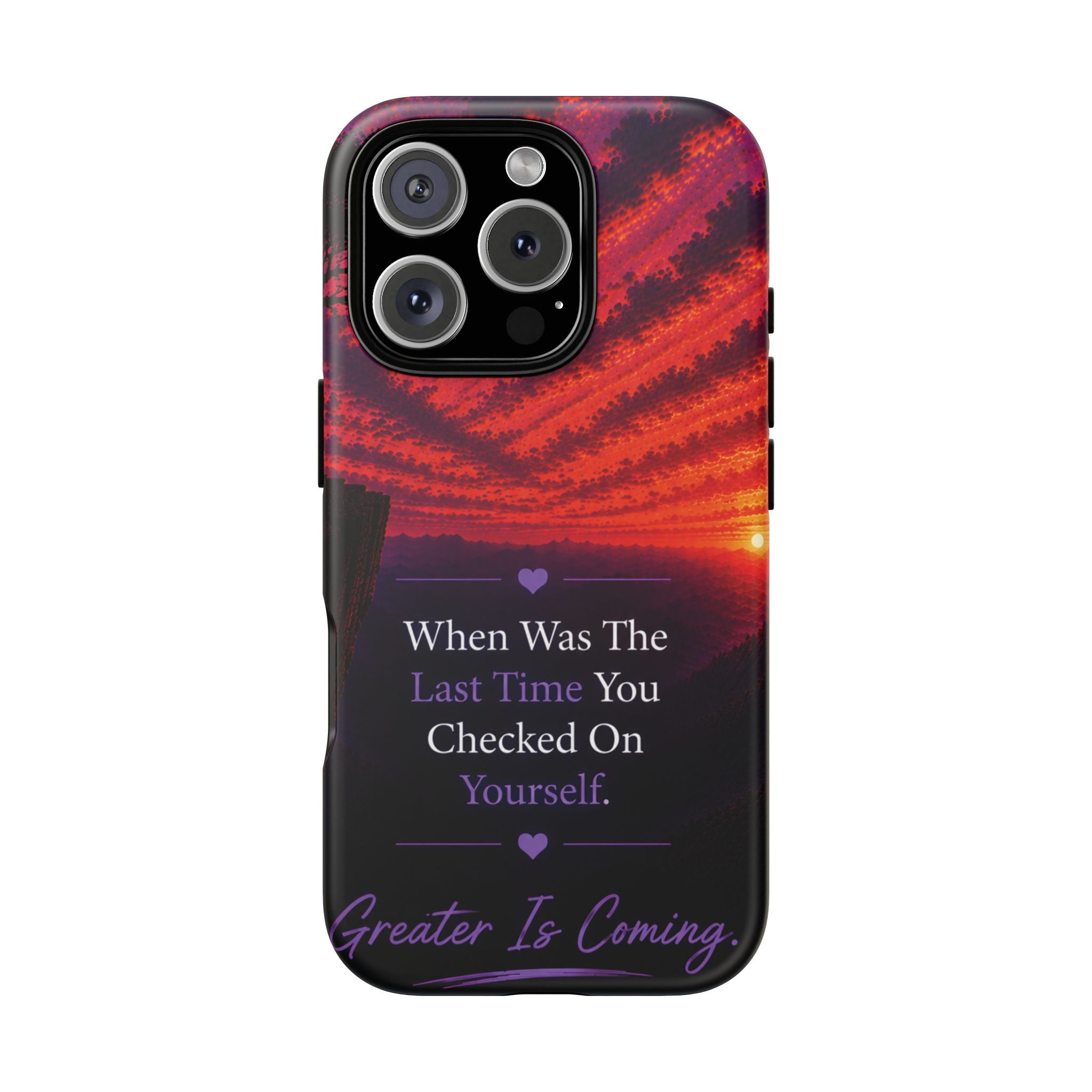 Inspirational Phone Case - "When Was The Last Time You Checked On Yourself?" Sunset Self-Care Quote