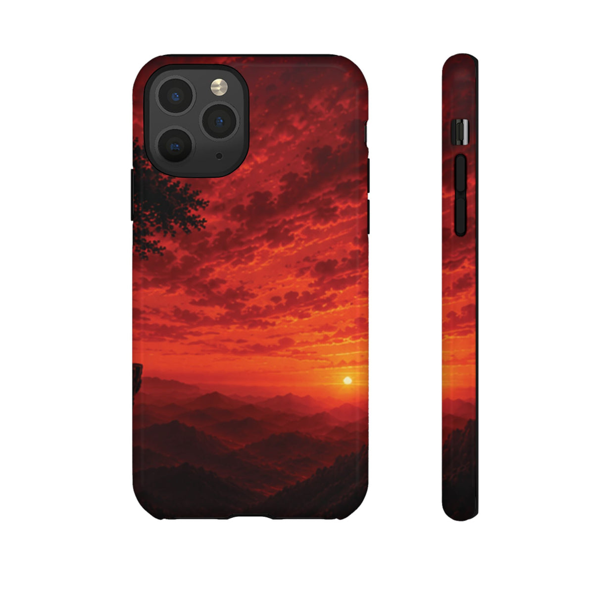 Sunset Mountain Tough Phone Case — Red Horizon Landscape Protective Case