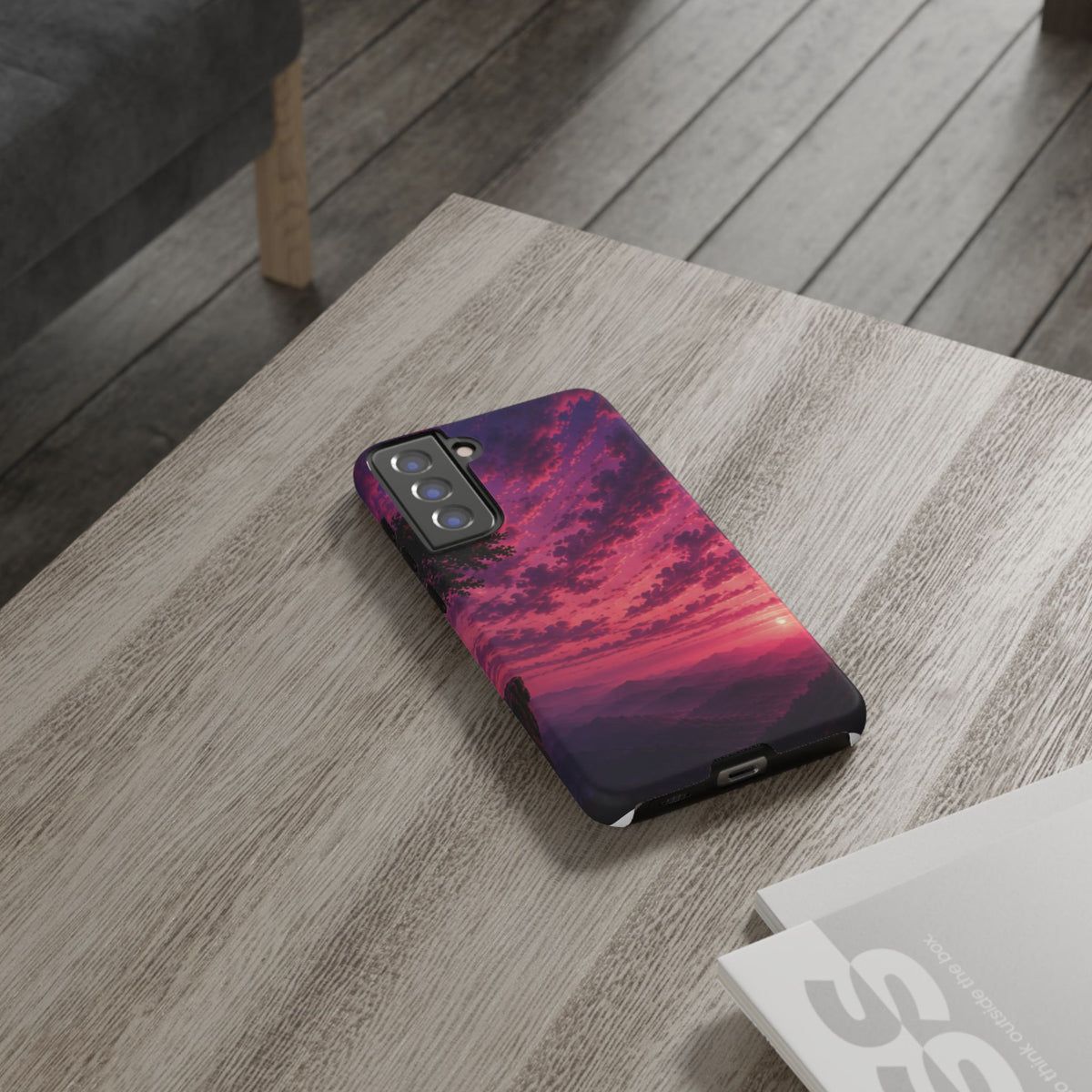 Sunset Mountain Phone Case — Purple Pink Scenic Tough Case