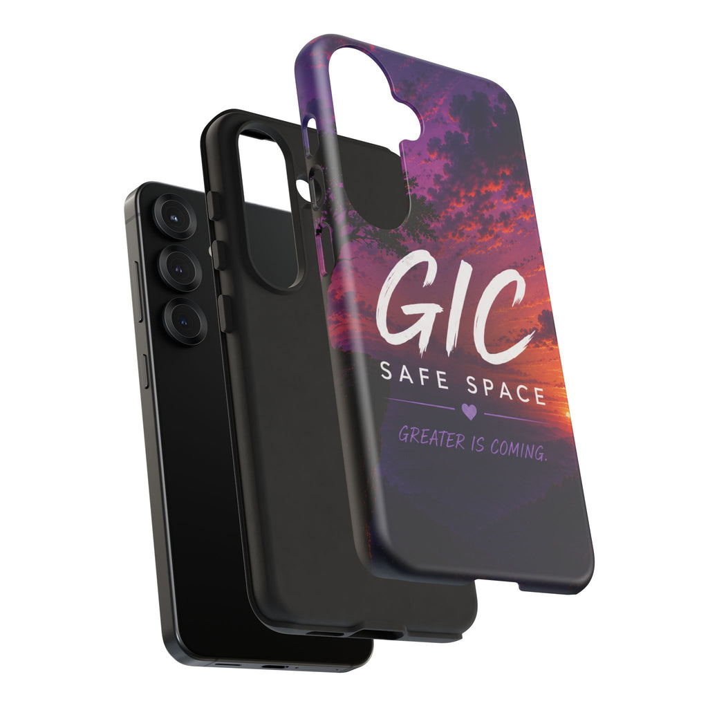 GIC Safe Space Tough Phone Case — "Greater Is Coming" Sunset Design