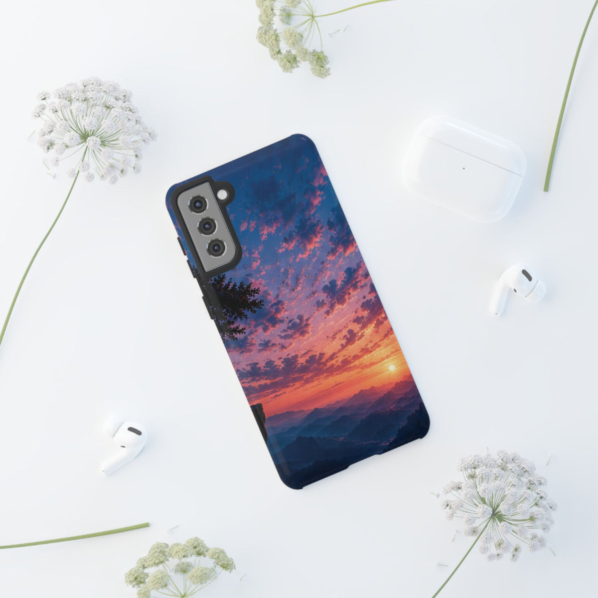 Sunset Mountain Phone Case — Tough Protective Phone Cover with Scenic Sunset Design