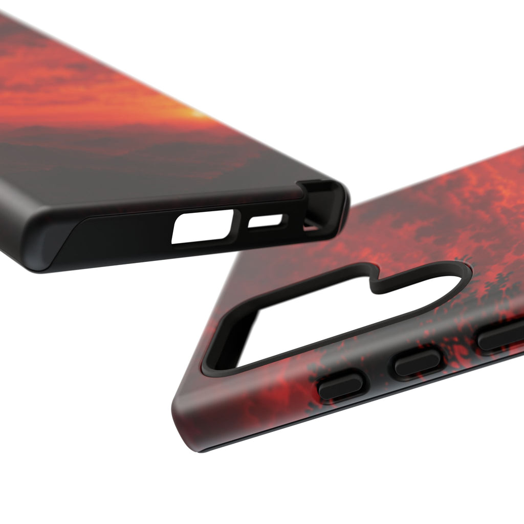 Sunset Mountain Tough Phone Case — Red Horizon Landscape Protective Case