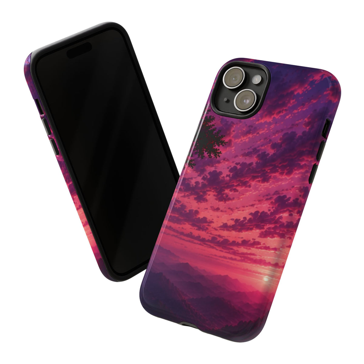 Sunset Mountain Phone Case — Purple Pink Scenic Tough Case