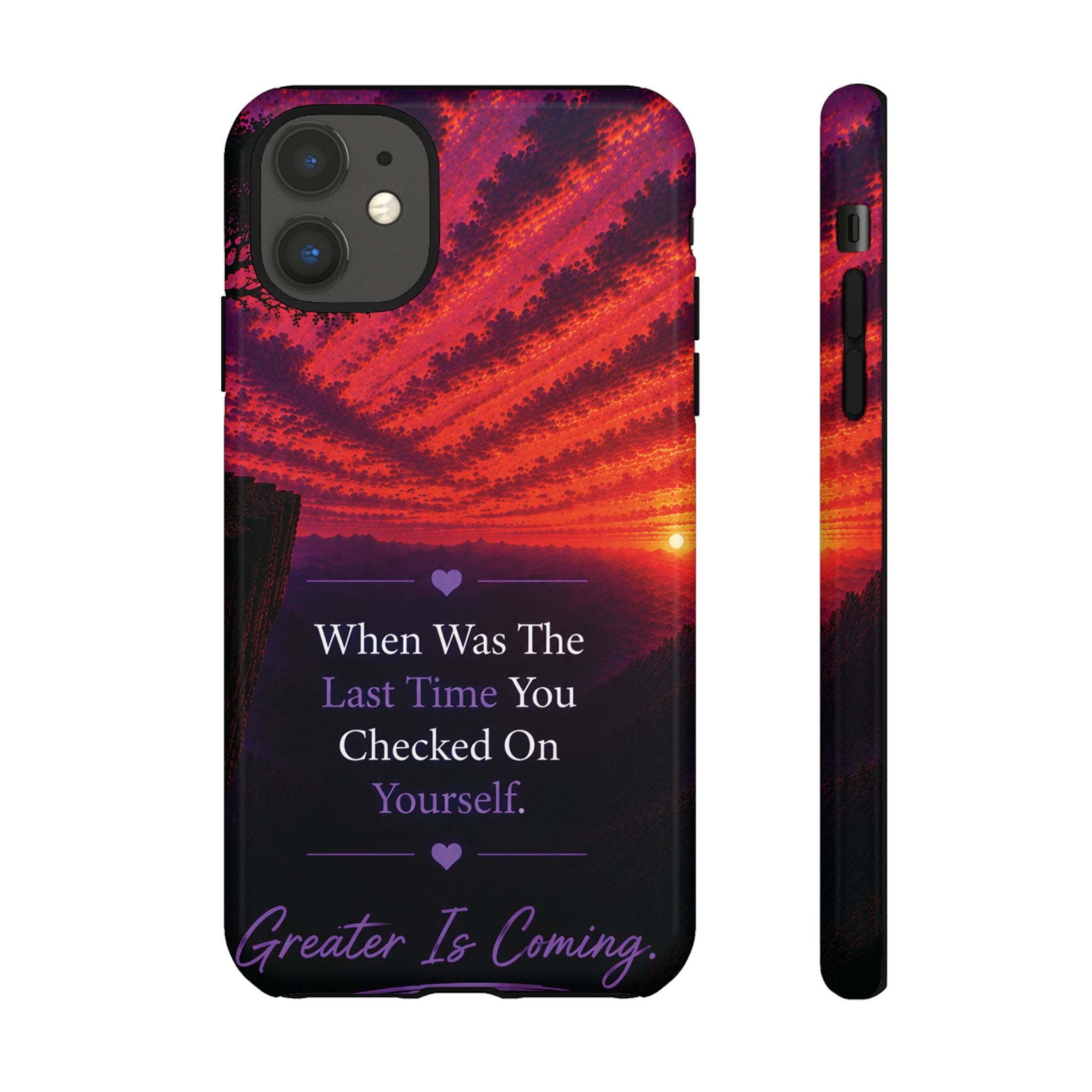 Inspirational Phone Case - "When Was The Last Time You Checked On Yourself?" Sunset Self-Care Quote
