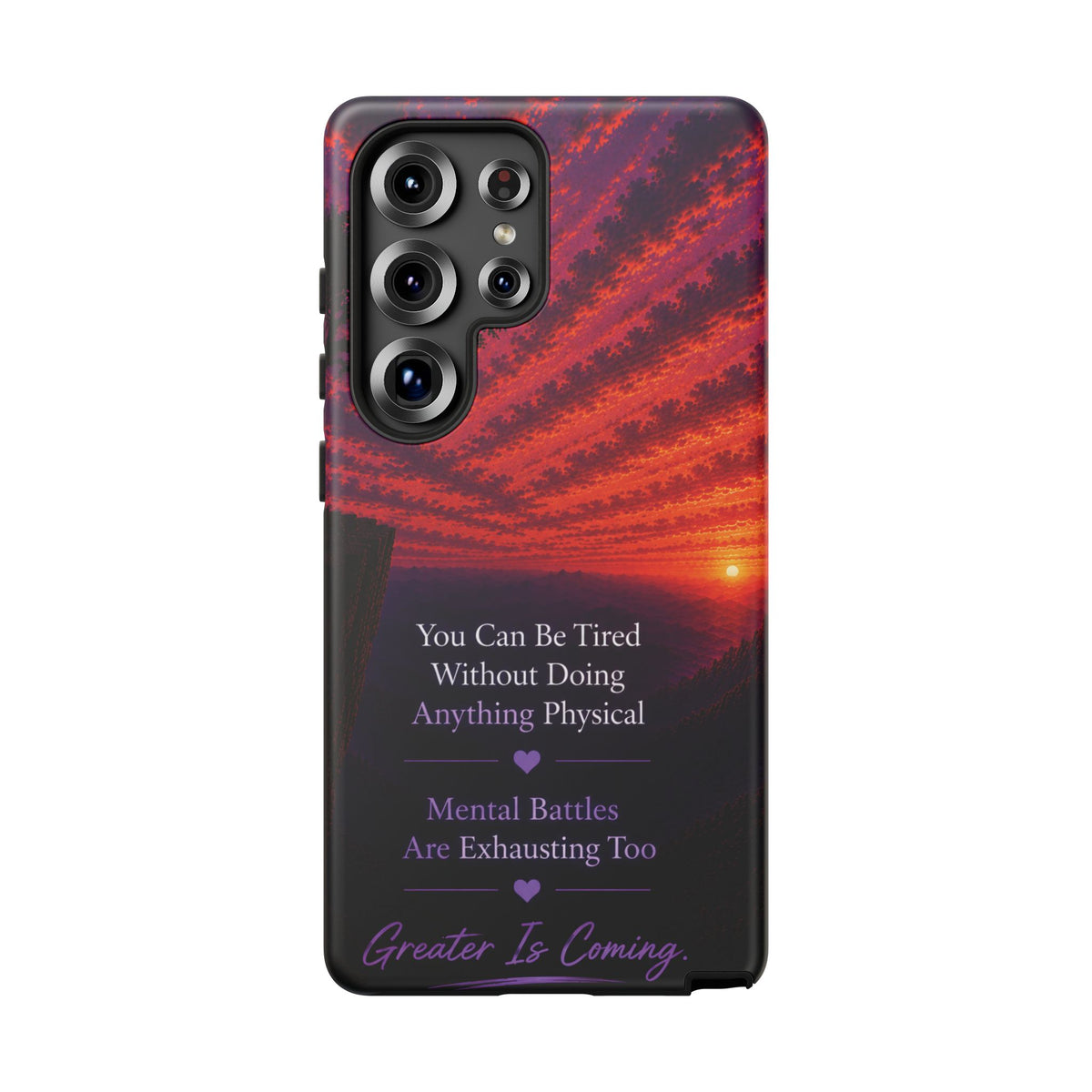 Phone Case — "Greater Is Coming" Inspirational Sunset Design