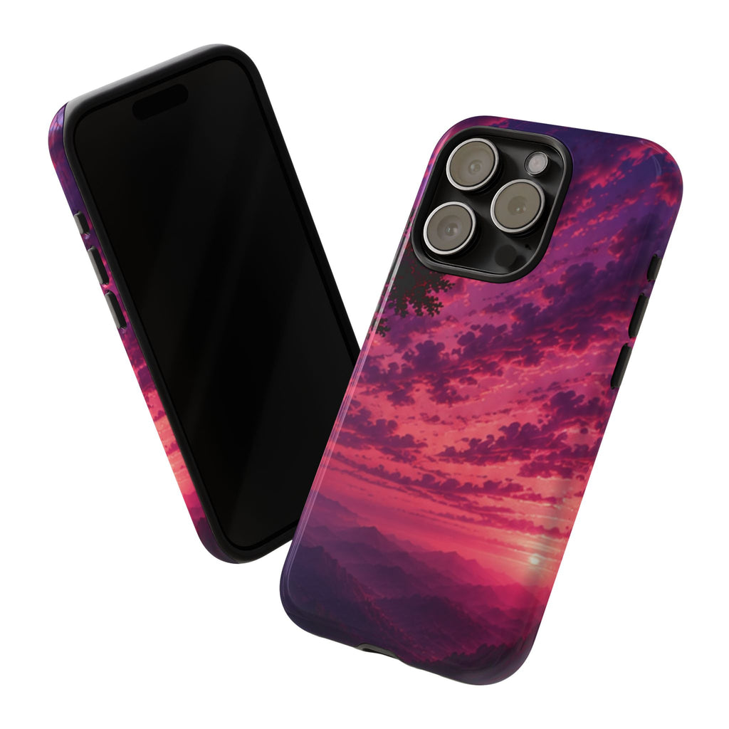 Sunset Mountain Phone Case — Purple Pink Scenic Tough Case