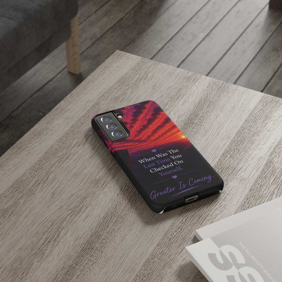 Inspirational Phone Case - "When Was The Last Time You Checked On Yourself?" Sunset Self-Care Quote