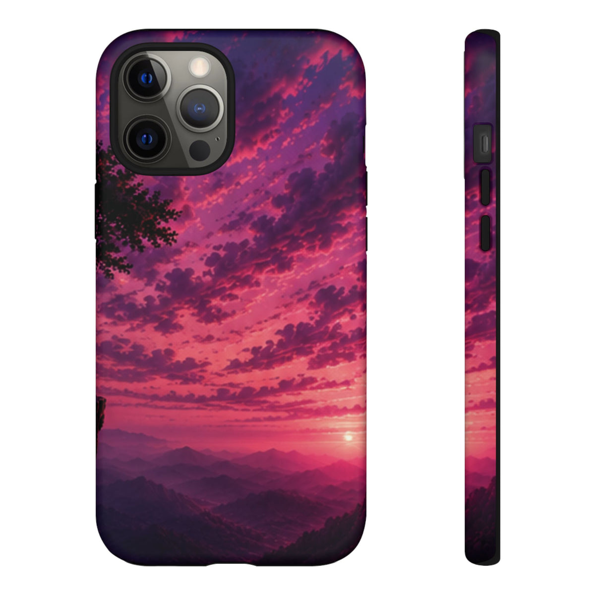 Sunset Mountain Phone Case — Purple Pink Scenic Tough Case