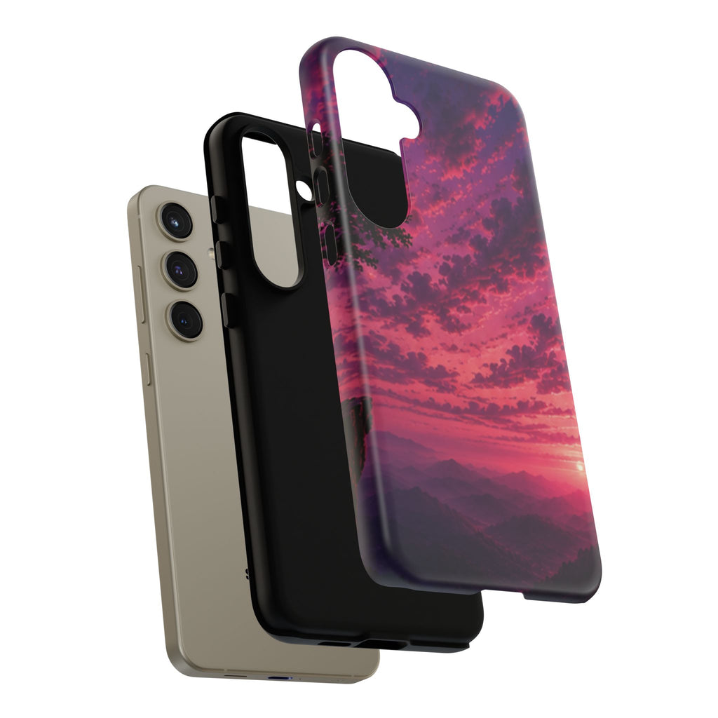 Sunset Mountain Phone Case — Purple Pink Scenic Tough Case