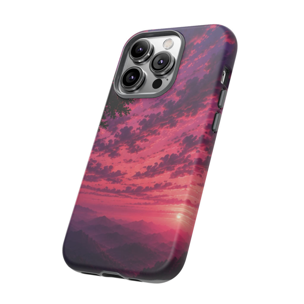 Sunset Mountain Phone Case — Purple Pink Scenic Tough Case
