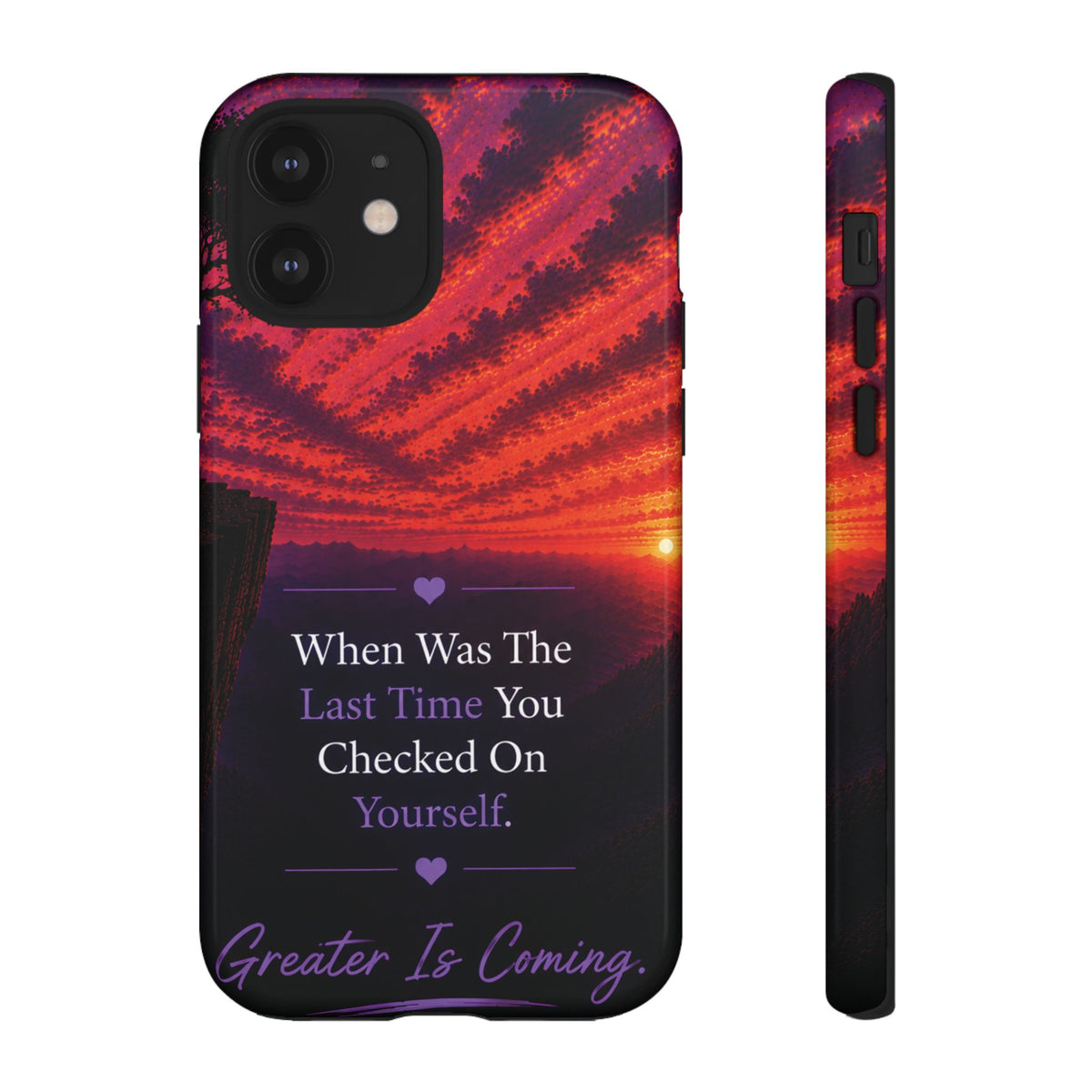 Inspirational Phone Case - "When Was The Last Time You Checked On Yourself?" Sunset Self-Care Quote