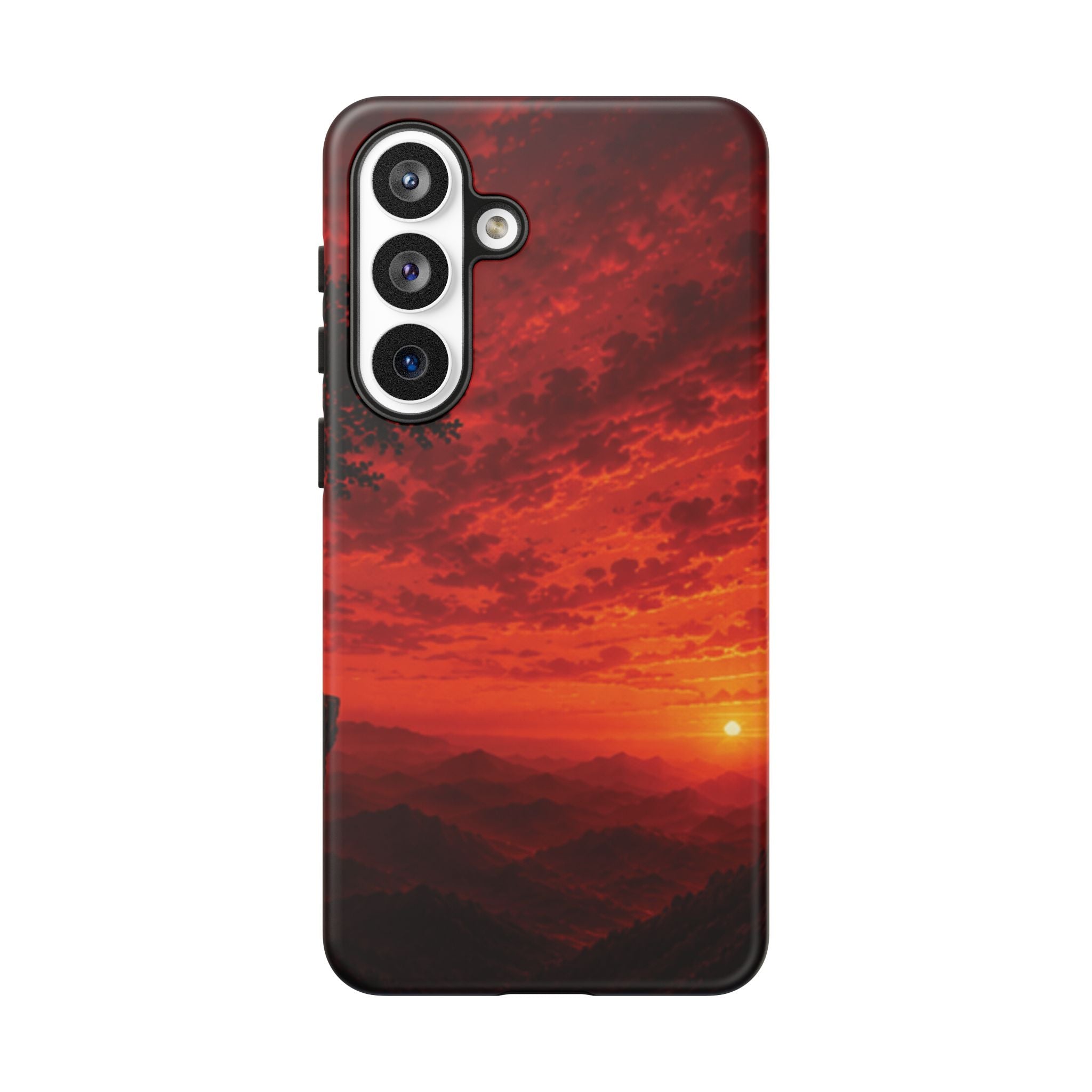 Sunset Mountain Tough Phone Case — Red Horizon Landscape Protective Case