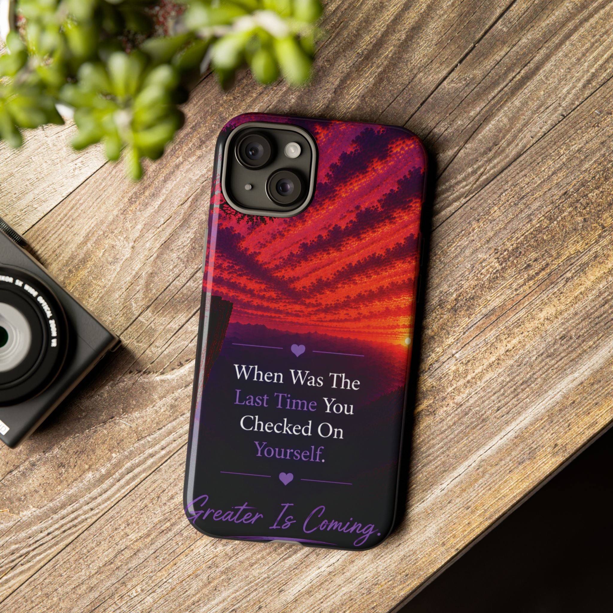 Inspirational Phone Case - "When Was The Last Time You Checked On Yourself?" Sunset Self-Care Quote