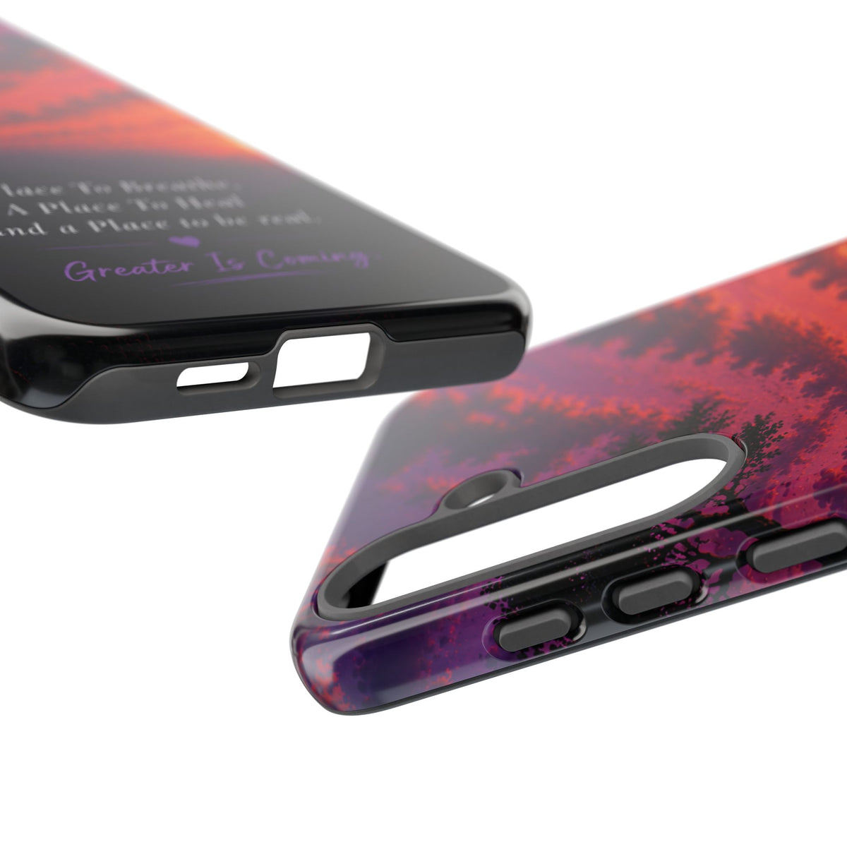 Sunset Serenity Phone Case – “A Place To Breathe, A Place To Heal” Inspirational Galaxy Case