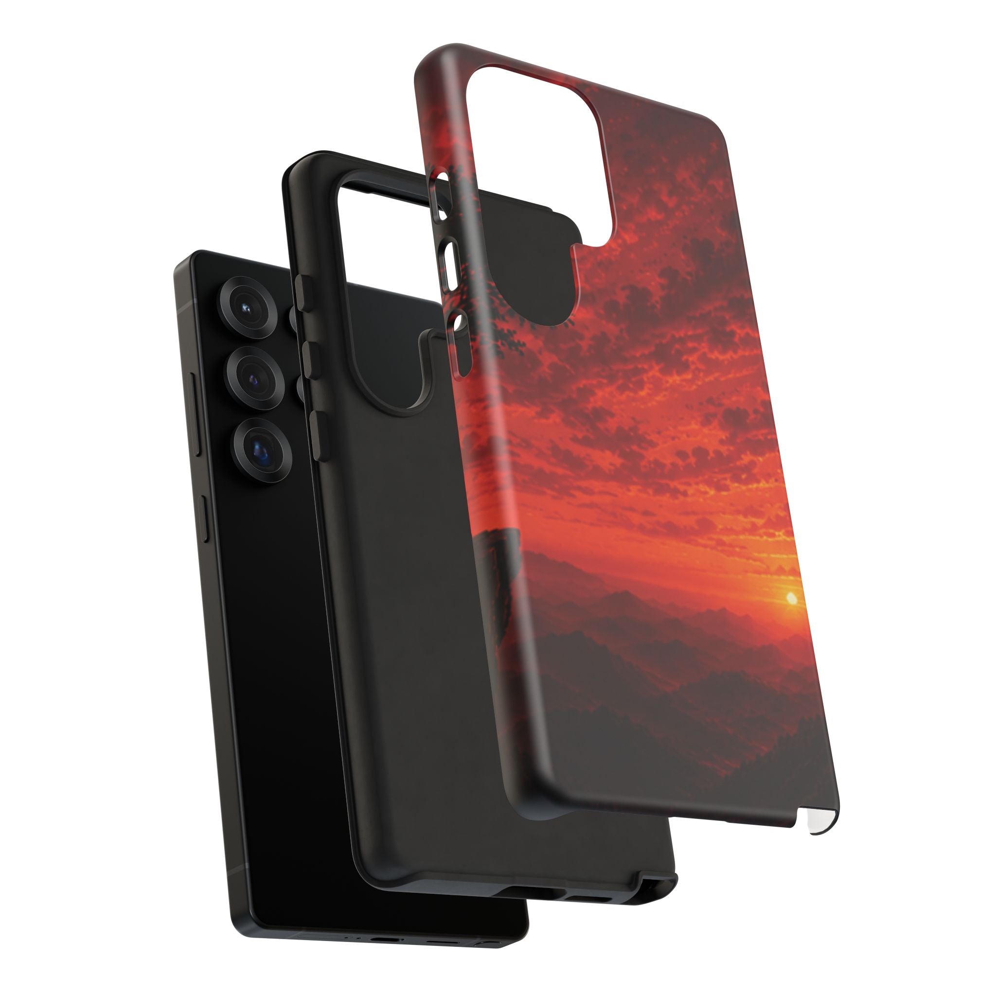 Sunset Mountain Tough Phone Case — Red Horizon Landscape Protective Case