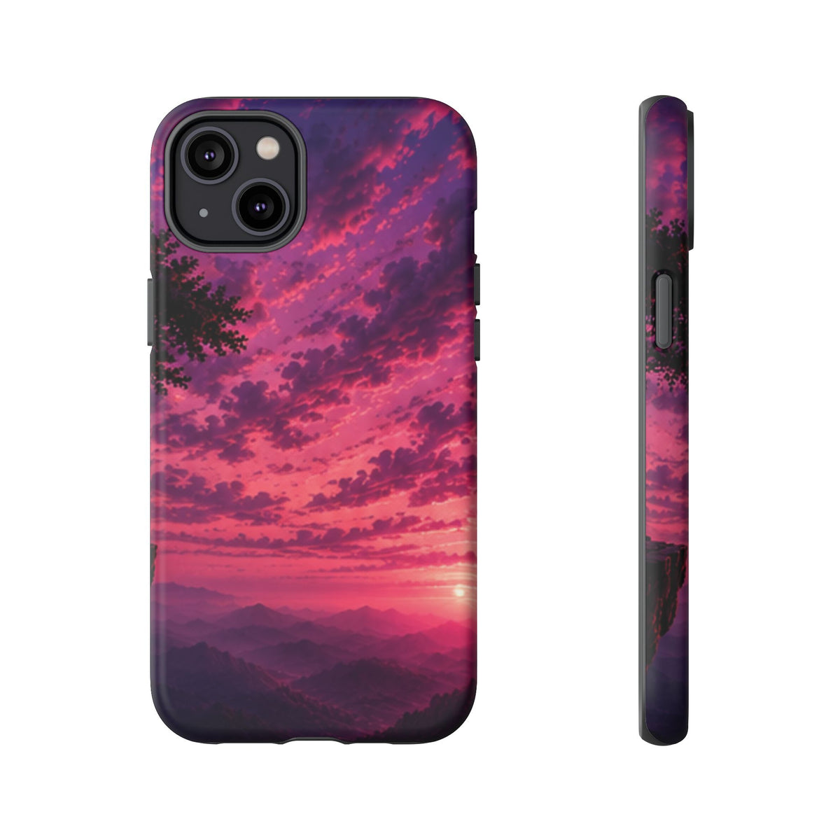 Sunset Mountain Phone Case — Purple Pink Scenic Tough Case