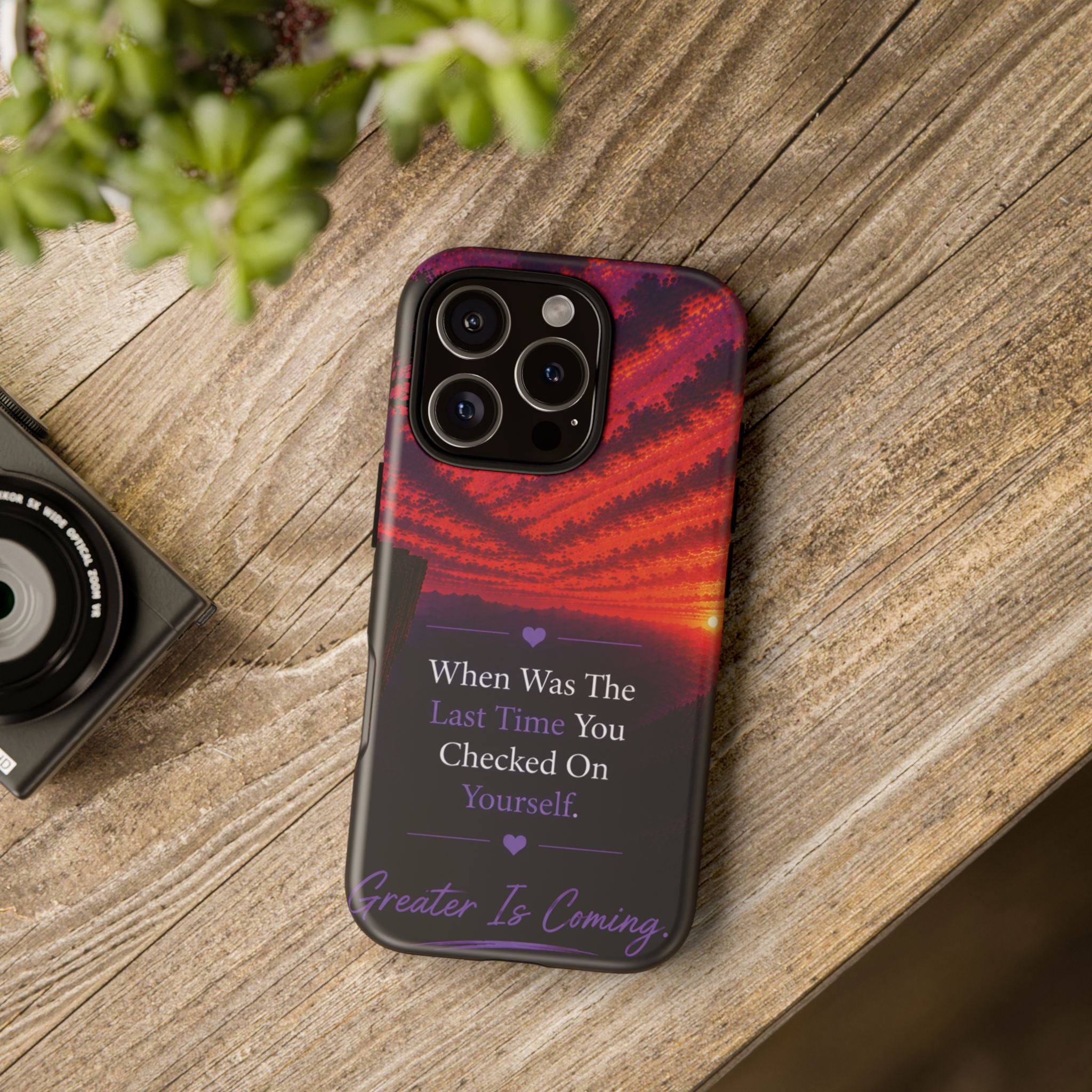 Inspirational Phone Case - "When Was The Last Time You Checked On Yourself?" Sunset Self-Care Quote