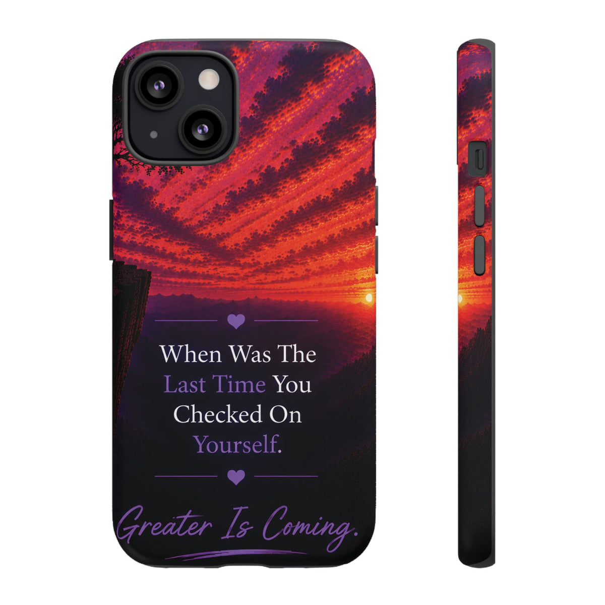 Inspirational Phone Case - "When Was The Last Time You Checked On Yourself?" Sunset Self-Care Quote