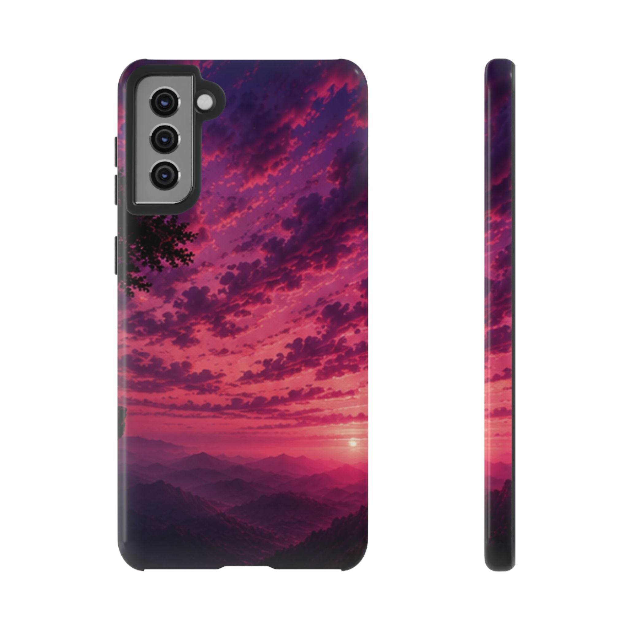 Sunset Mountain Phone Case — Purple Pink Scenic Tough Case