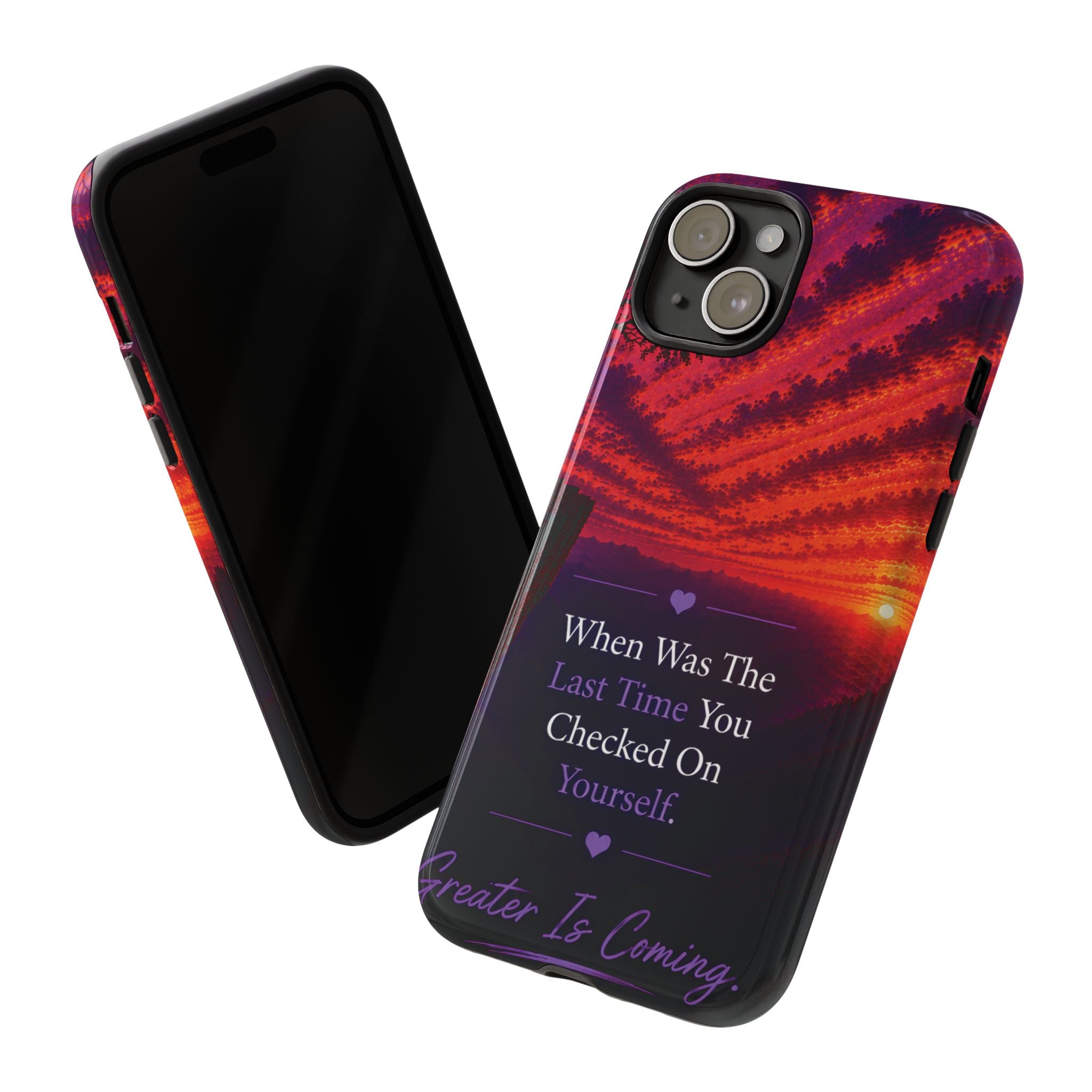 Inspirational Phone Case - "When Was The Last Time You Checked On Yourself?" Sunset Self-Care Quote