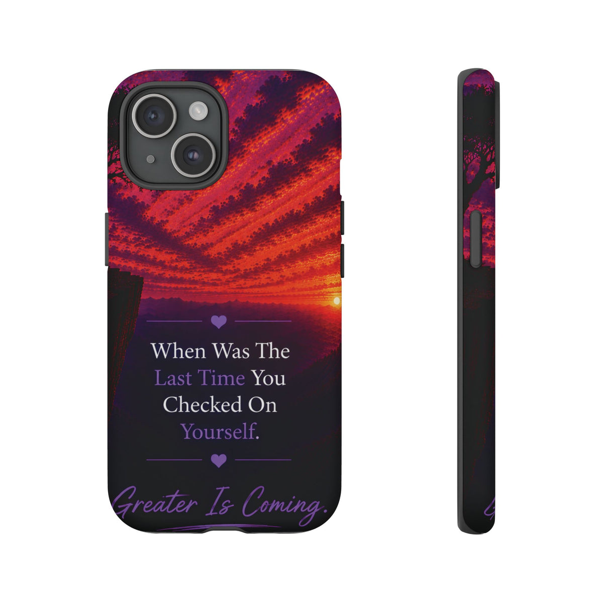 Inspirational Phone Case - "When Was The Last Time You Checked On Yourself?" Sunset Self-Care Quote