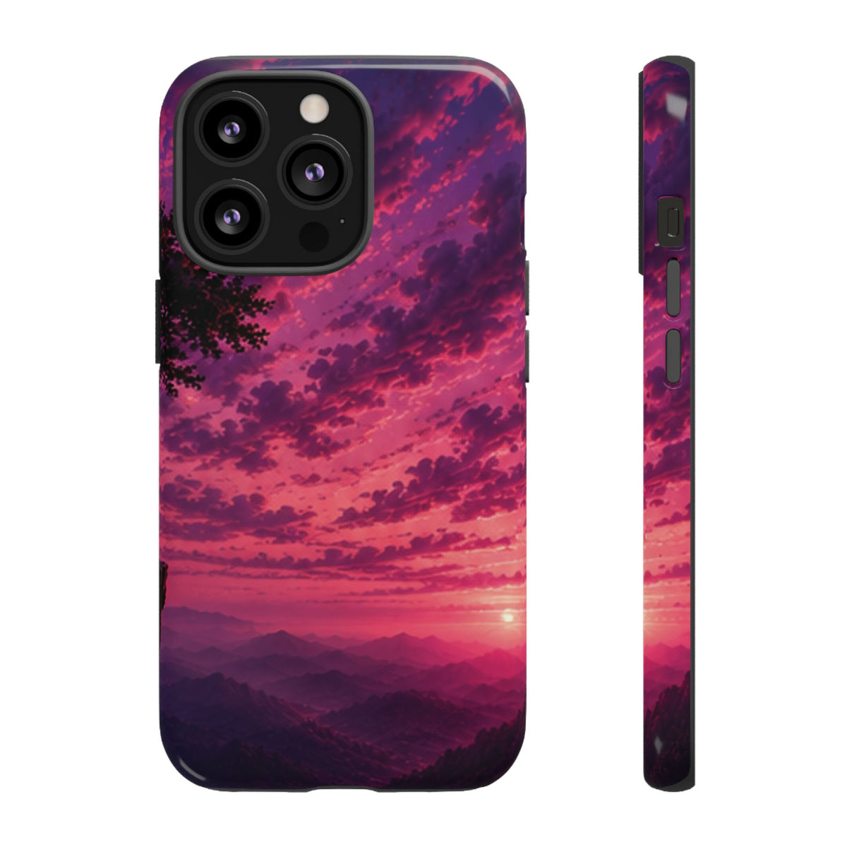 Sunset Mountain Phone Case — Purple Pink Scenic Tough Case