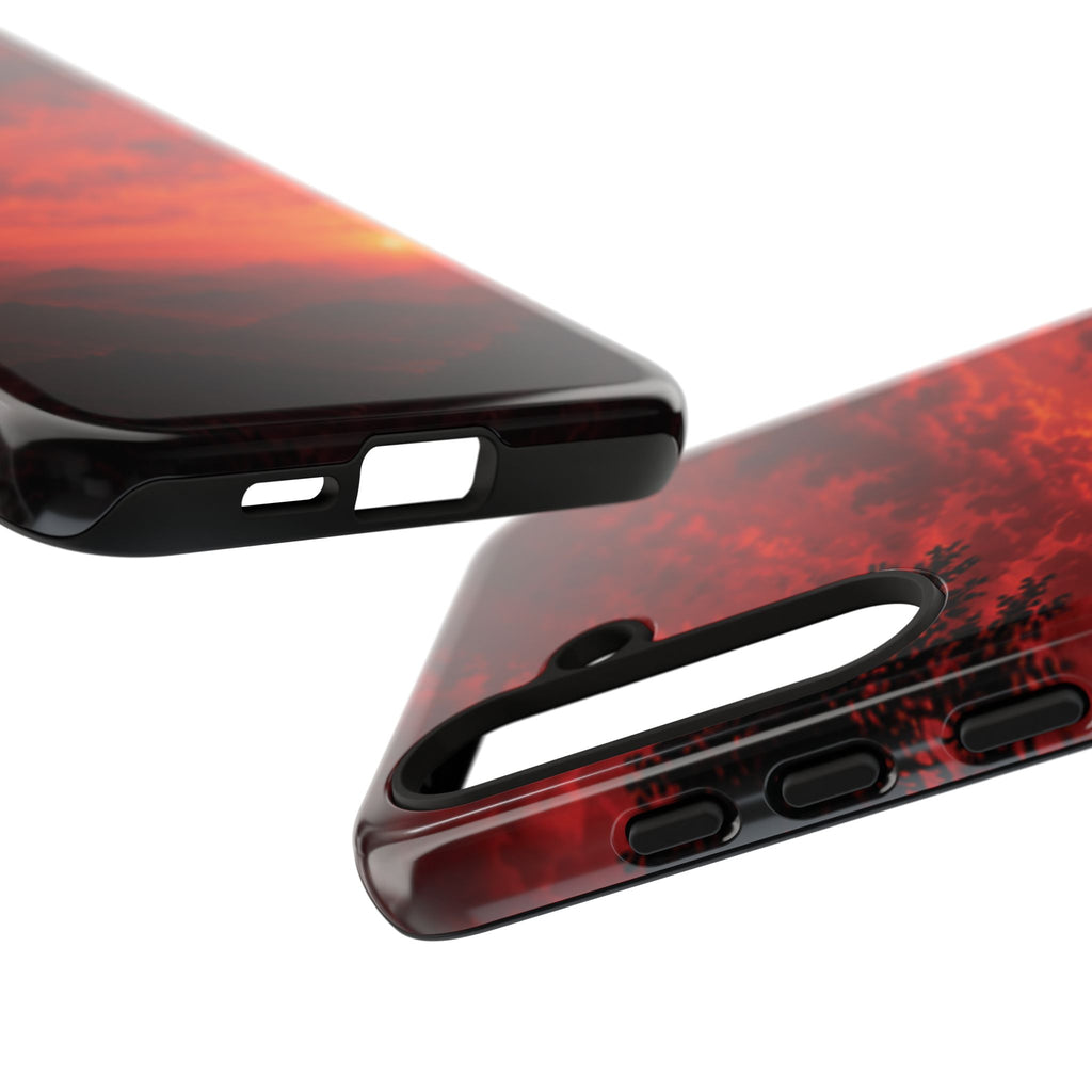 Sunset Mountain Tough Phone Case — Red Horizon Landscape Protective Case