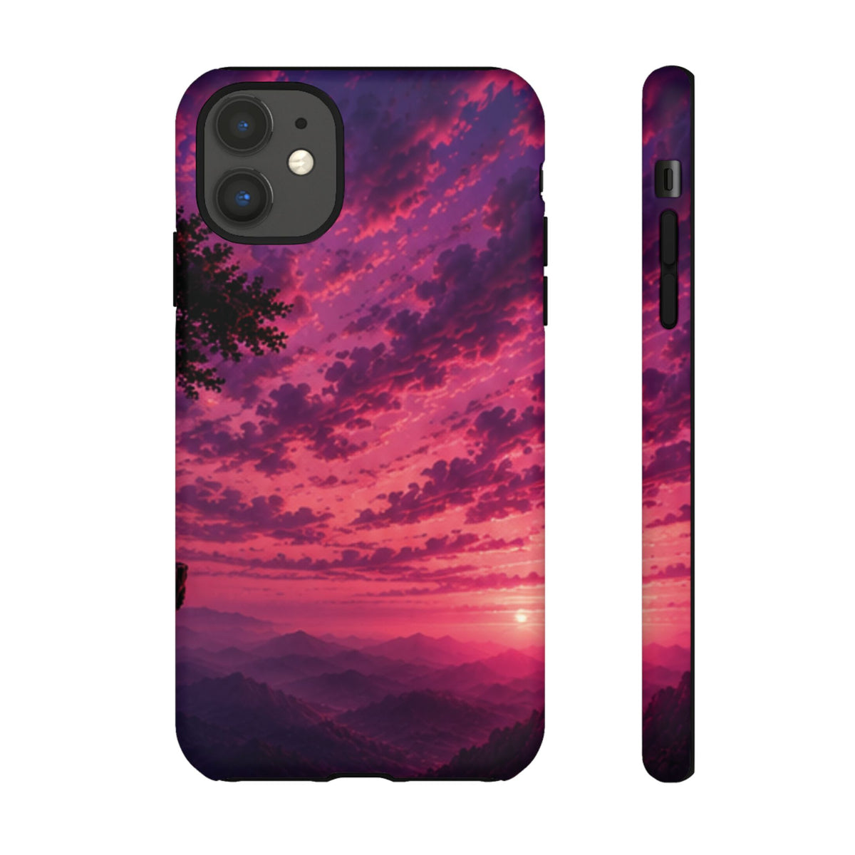 Sunset Mountain Phone Case — Purple Pink Scenic Tough Case