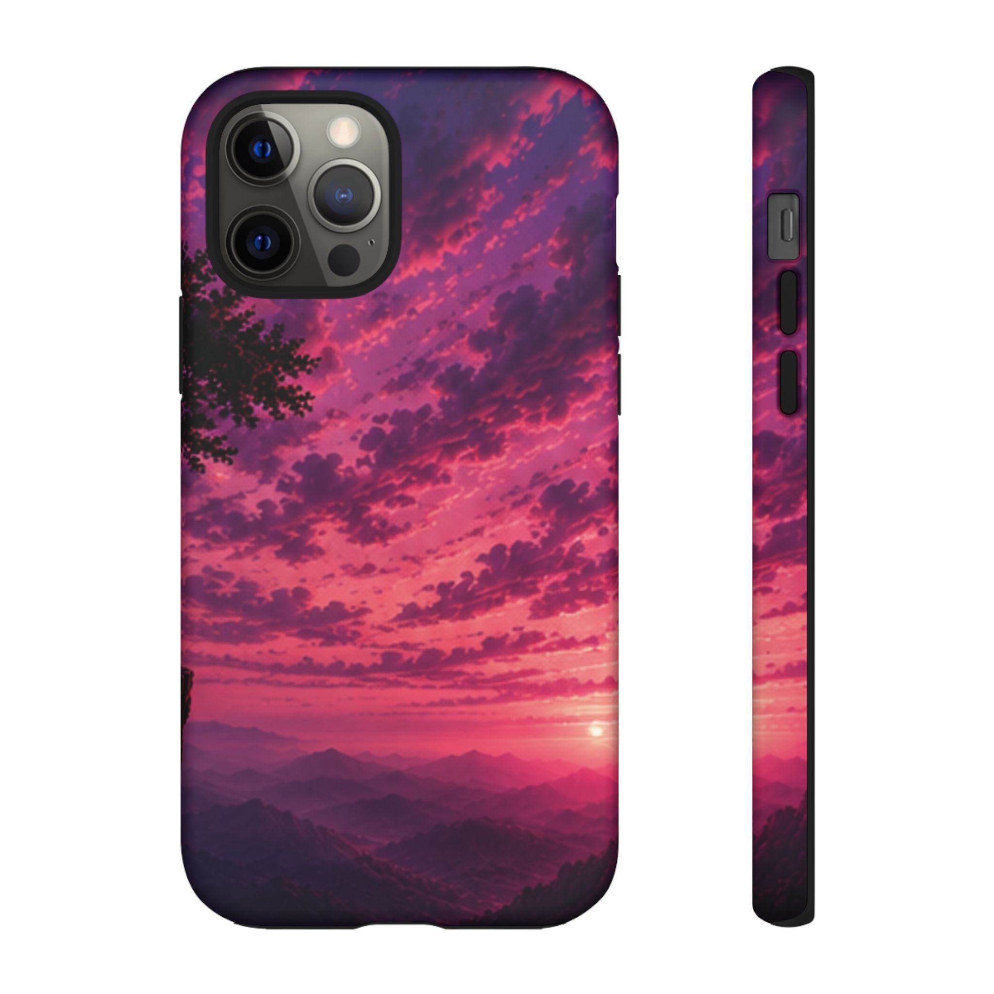Sunset Mountain Phone Case — Purple Pink Scenic Tough Case