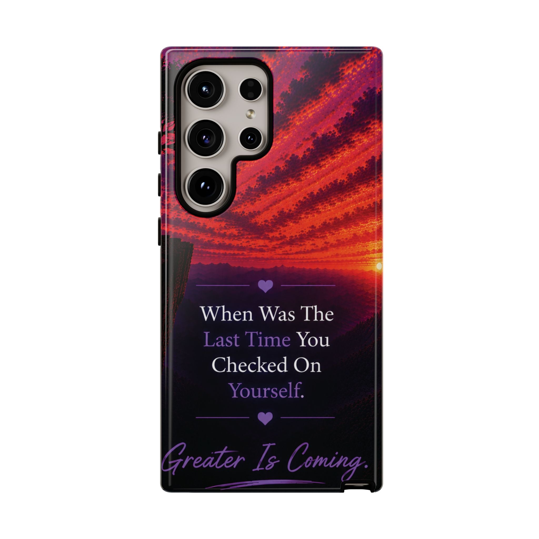 Inspirational Phone Case - "When Was The Last Time You Checked On Yourself?" Sunset Self-Care Quote