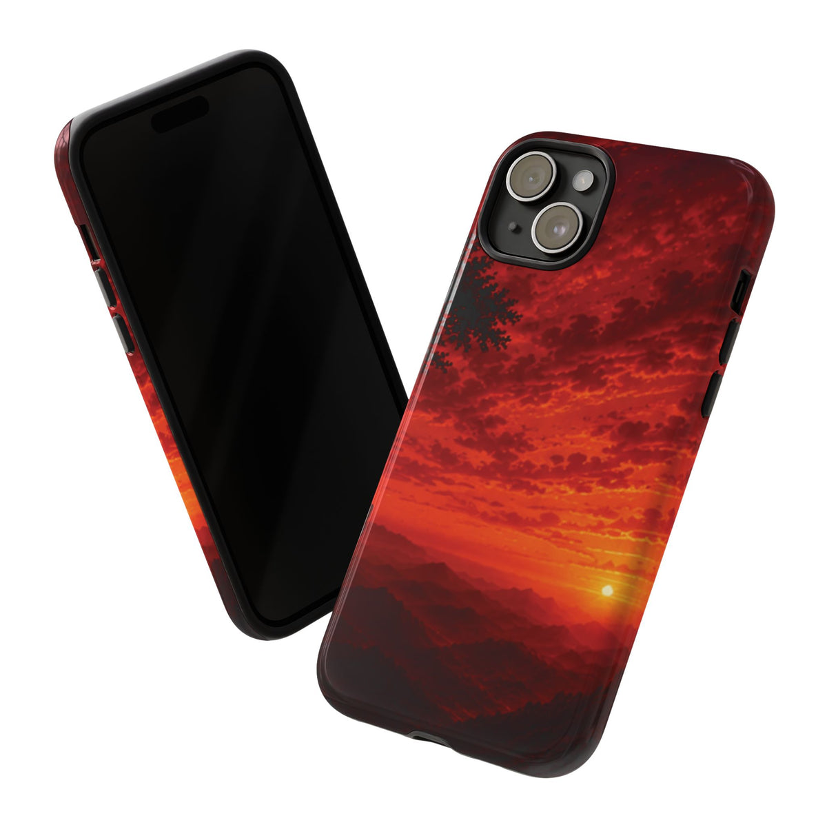 Sunset Mountain Tough Phone Case — Red Horizon Landscape Protective Case