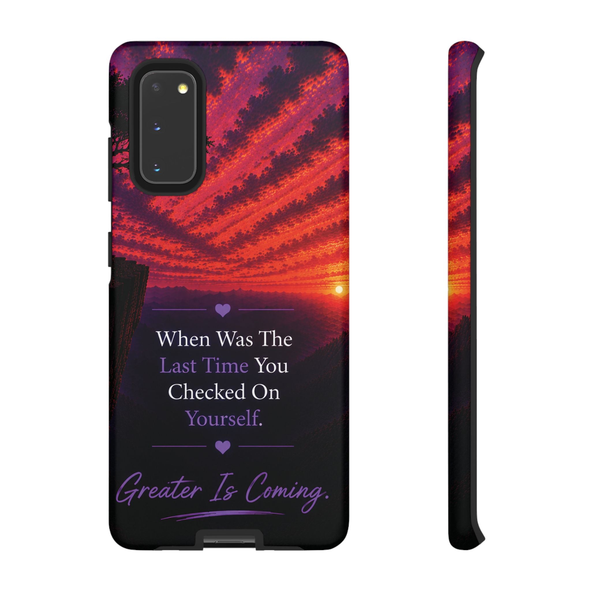 Inspirational Phone Case - "When Was The Last Time You Checked On Yourself?" Sunset Self-Care Quote