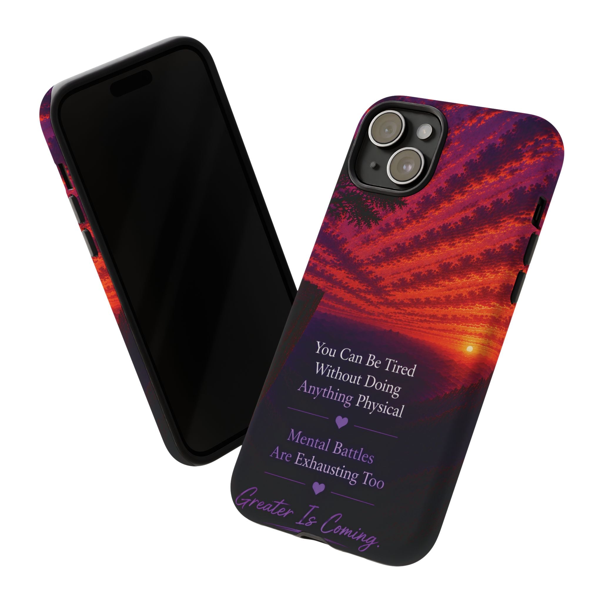 Phone Case — "Greater Is Coming" Inspirational Sunset Design