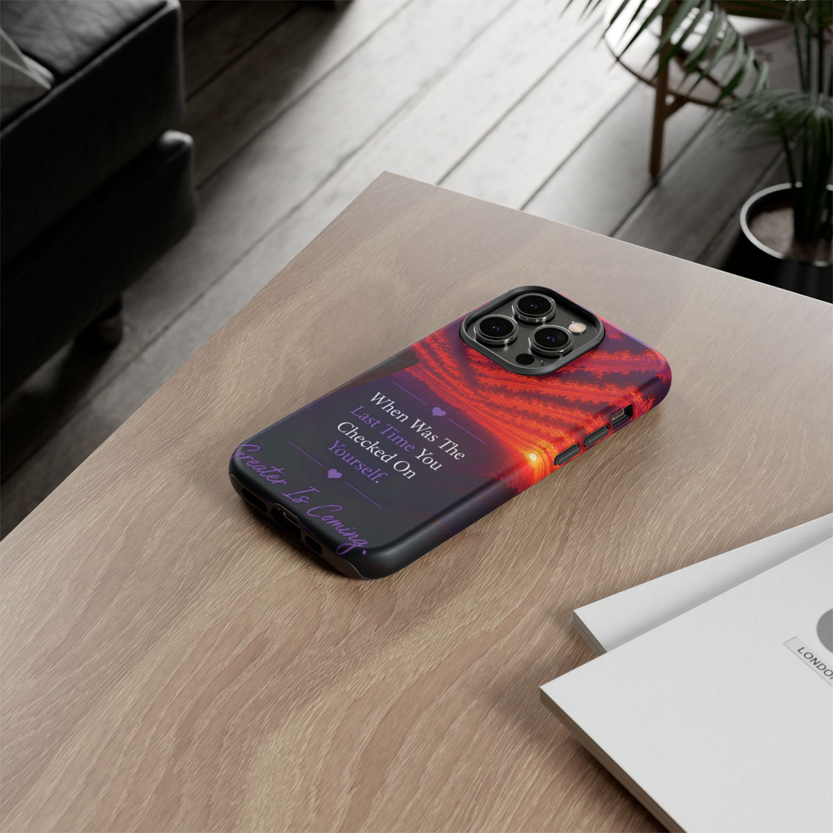 Inspirational Phone Case - "When Was The Last Time You Checked On Yourself?" Sunset Self-Care Quote