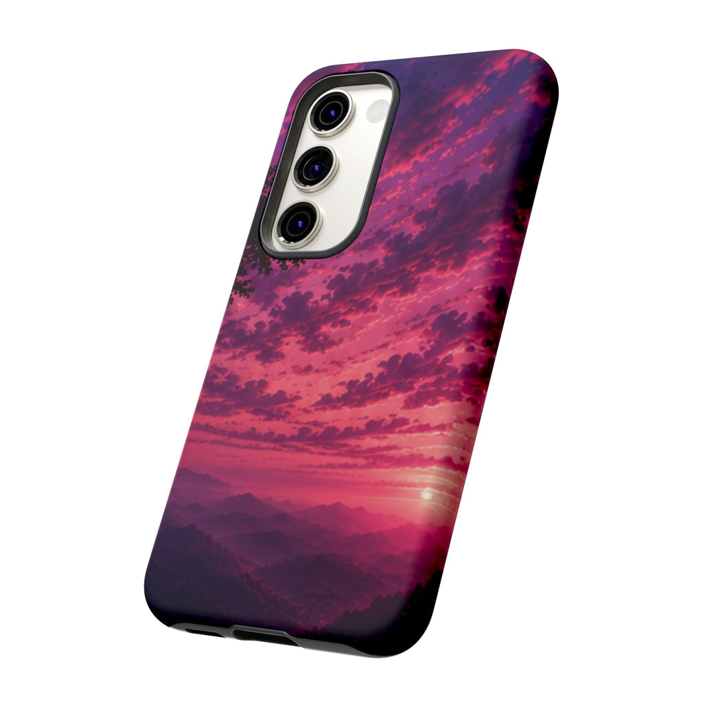 Sunset Mountain Phone Case — Purple Pink Scenic Tough Case