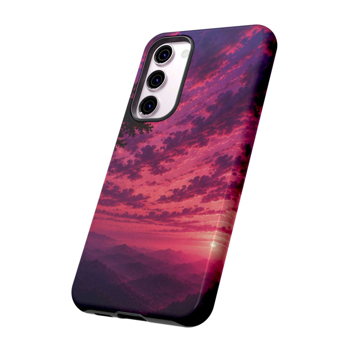 Sunset Mountain Phone Case — Purple Pink Scenic Tough Case