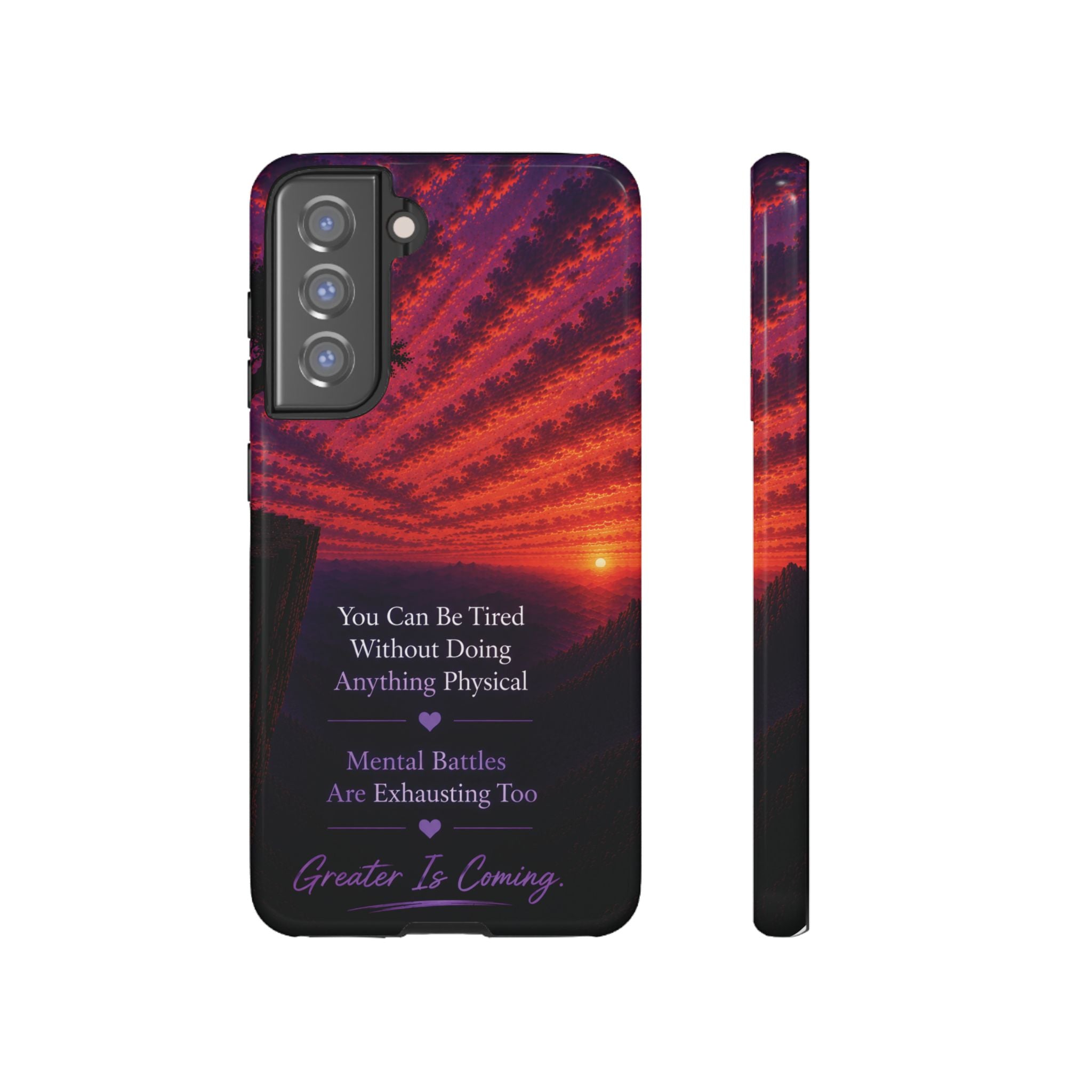Phone Case — "Greater Is Coming" Inspirational Sunset Design