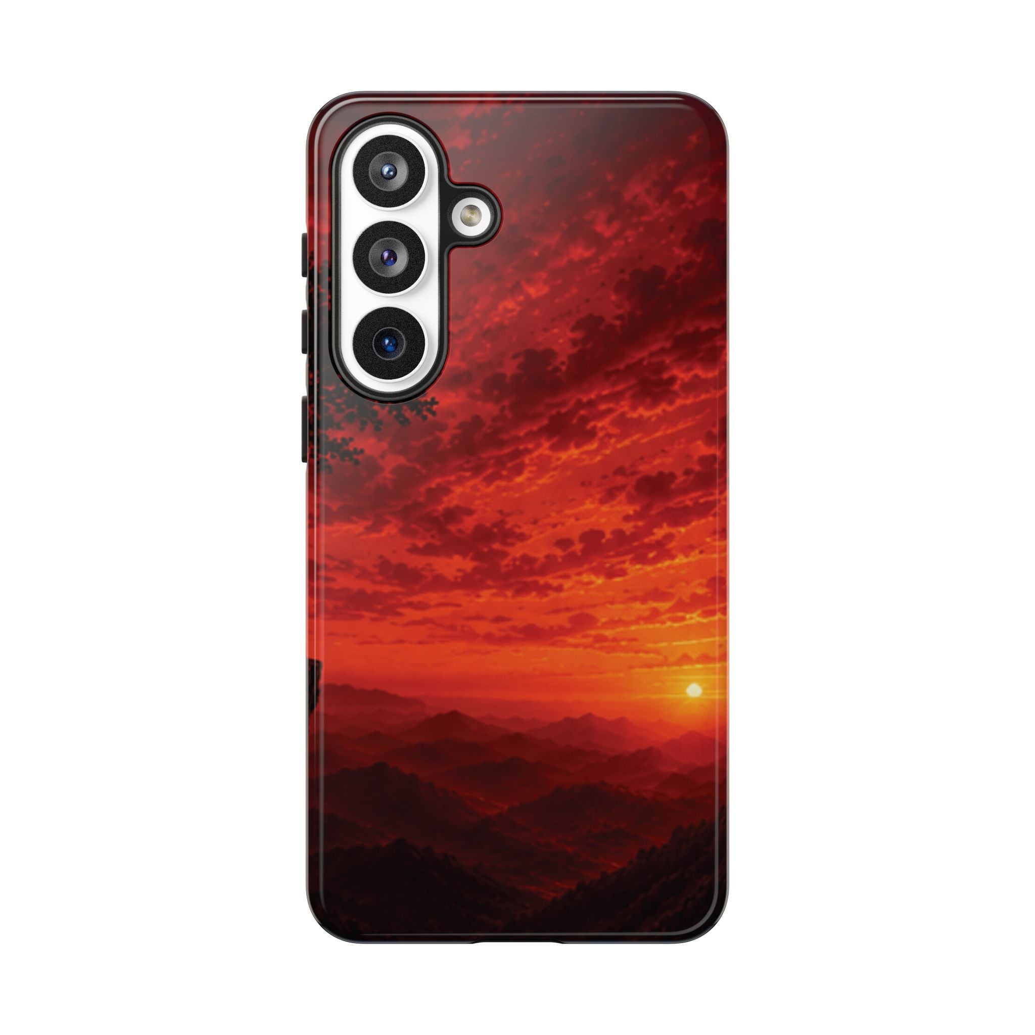 Sunset Mountain Tough Phone Case — Red Horizon Landscape Protective Case