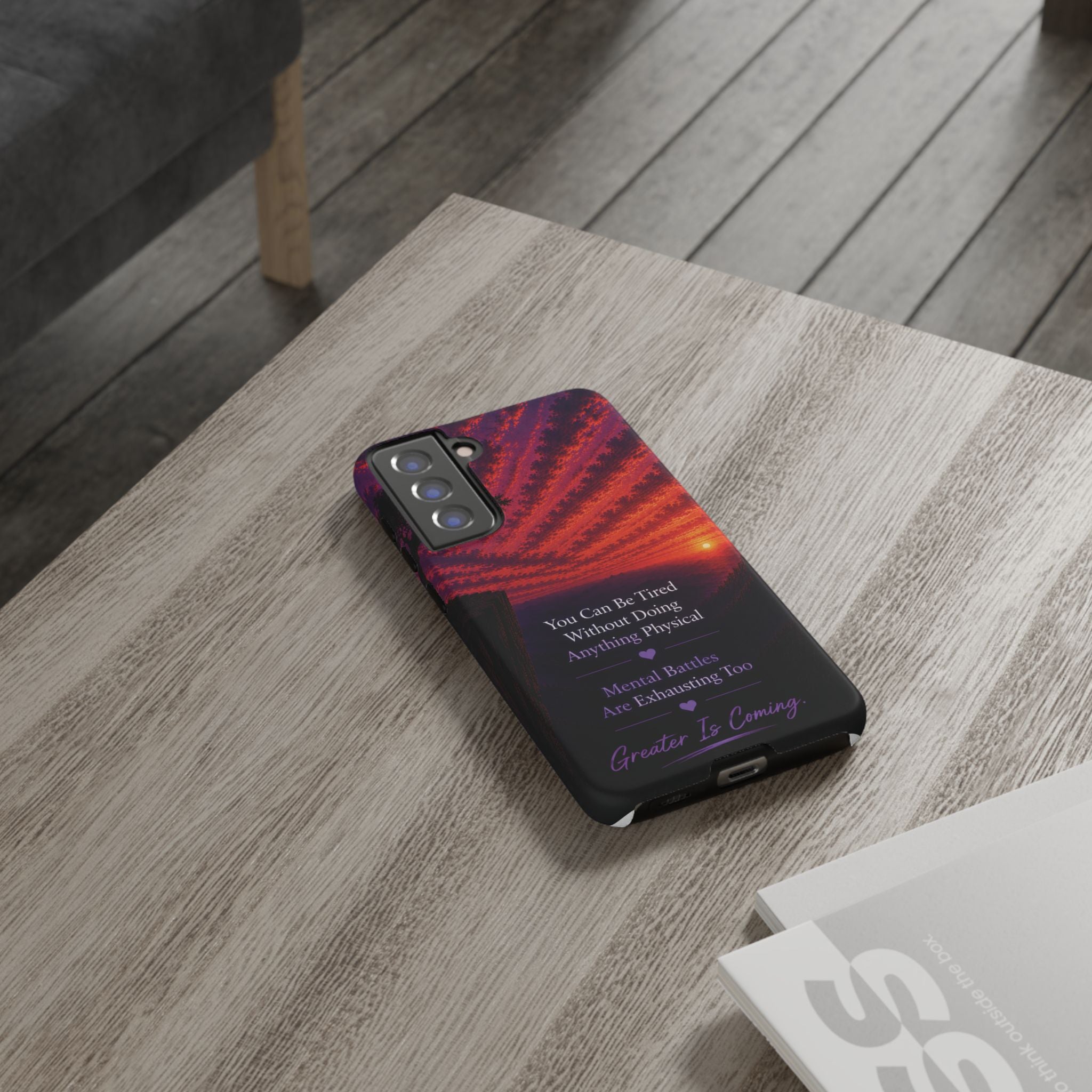 Phone Case — "Greater Is Coming" Inspirational Sunset Design