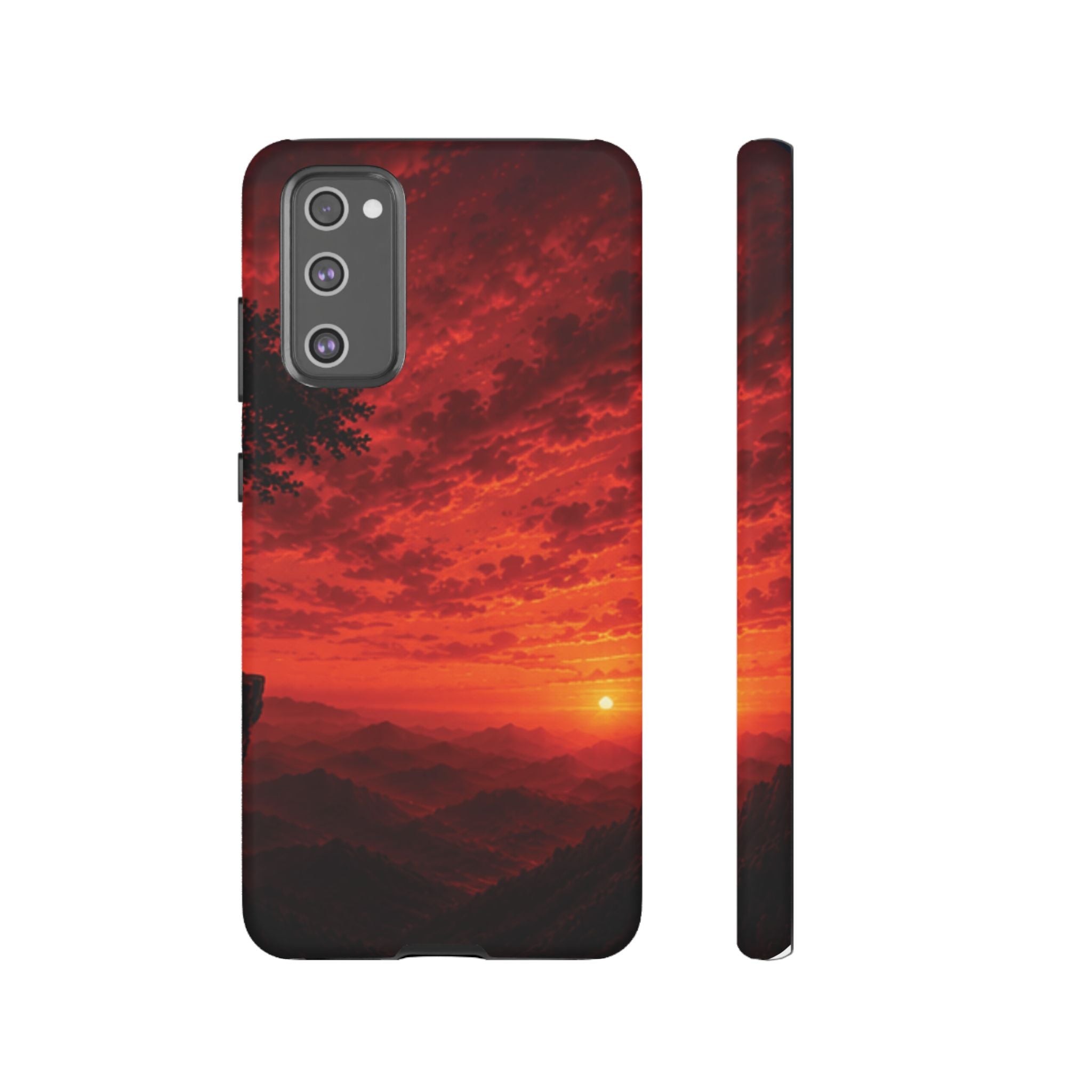 Sunset Mountain Tough Phone Case — Red Horizon Landscape Protective Case