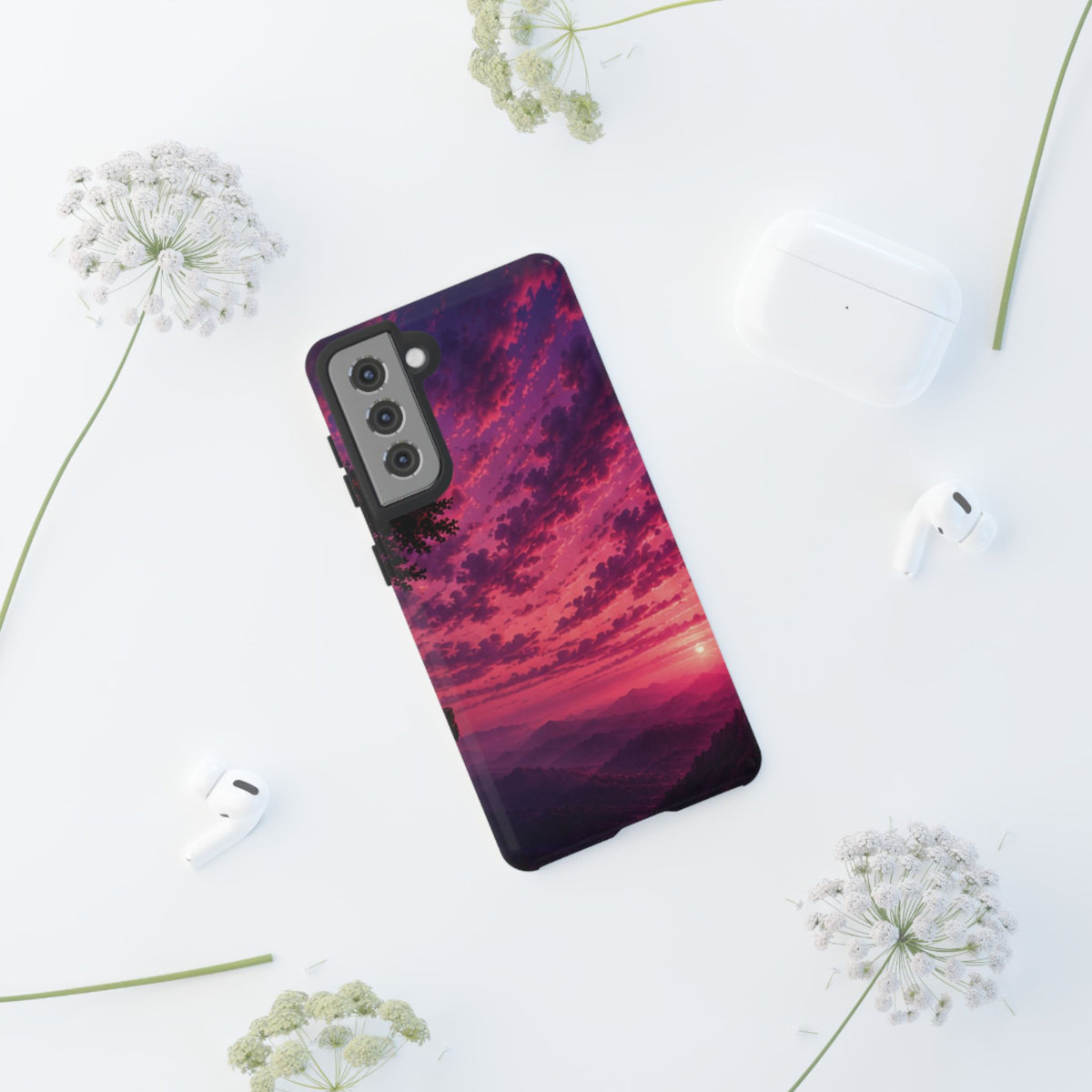 Sunset Mountain Phone Case — Purple Pink Scenic Tough Case