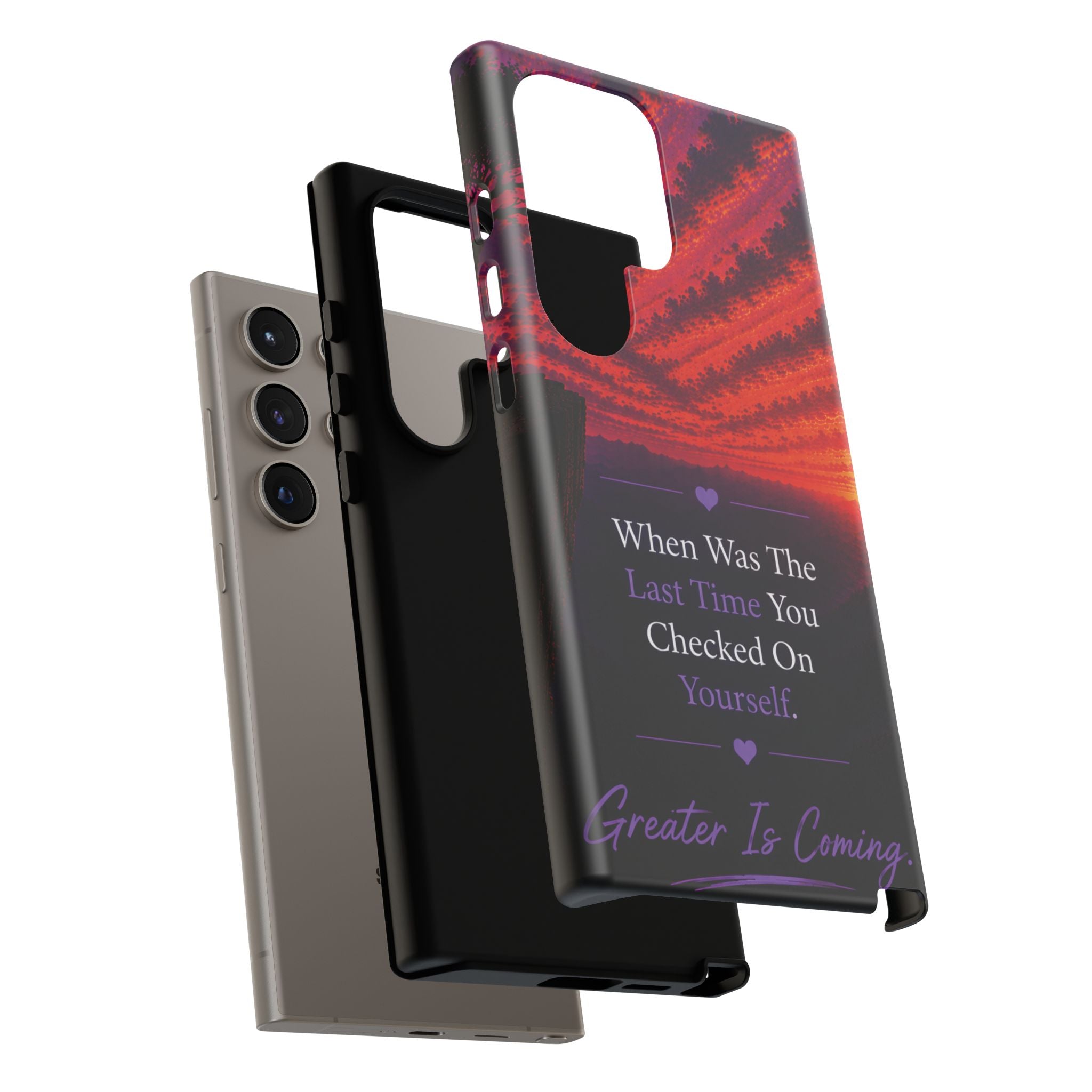 Inspirational Phone Case - "When Was The Last Time You Checked On Yourself?" Sunset Self-Care Quote