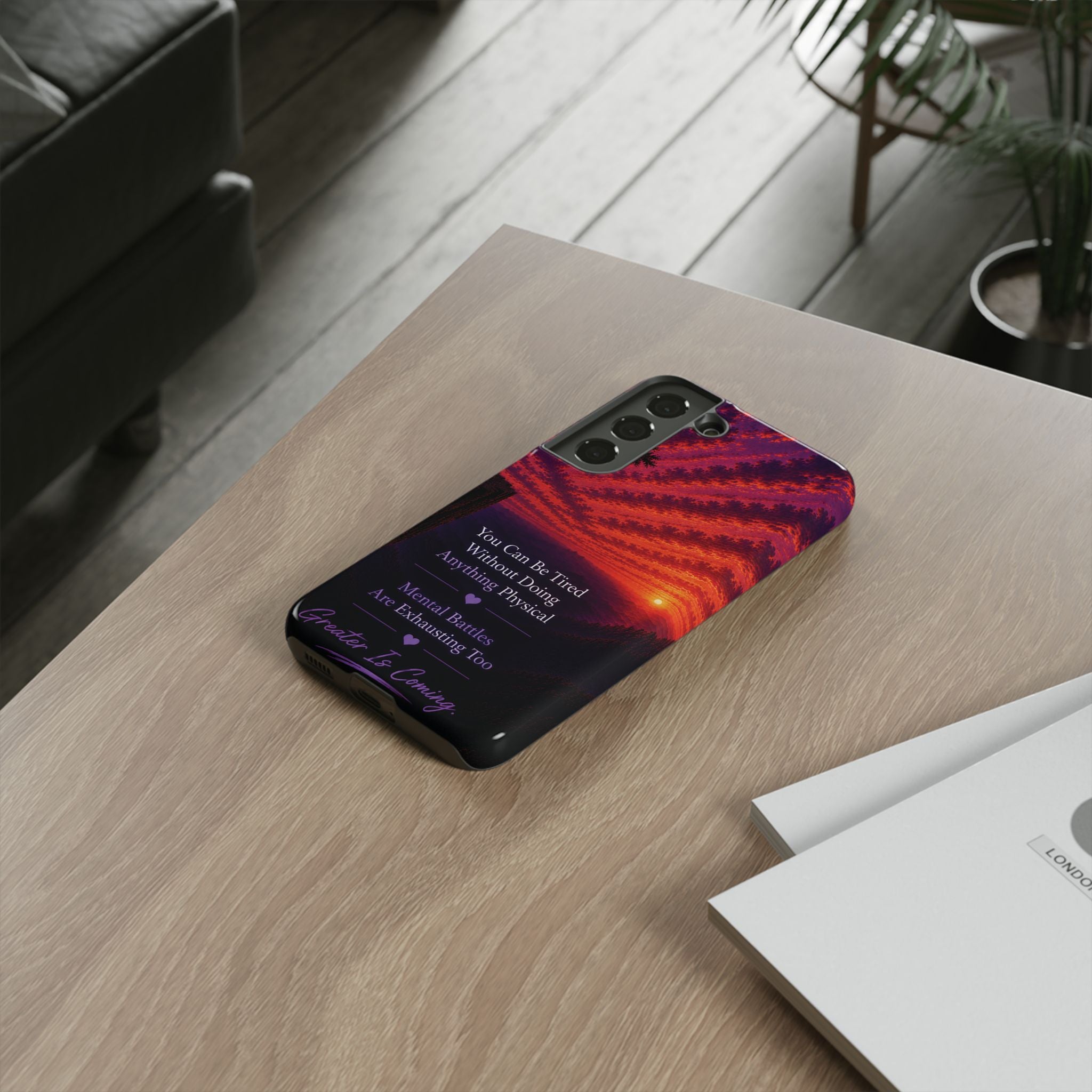 Phone Case — "Greater Is Coming" Inspirational Sunset Design